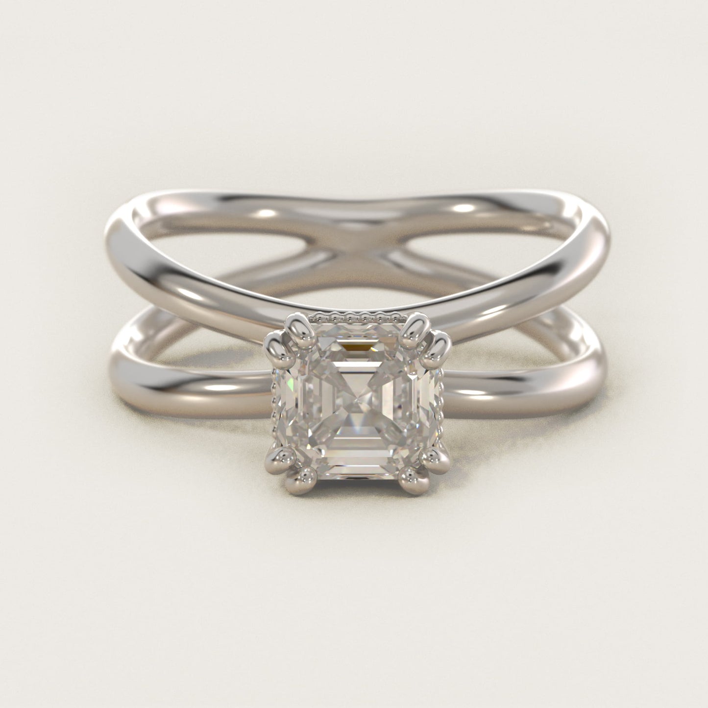 Criss Cross Solitaire Engagement Ring In Platinum By James Allen - Asscher Center