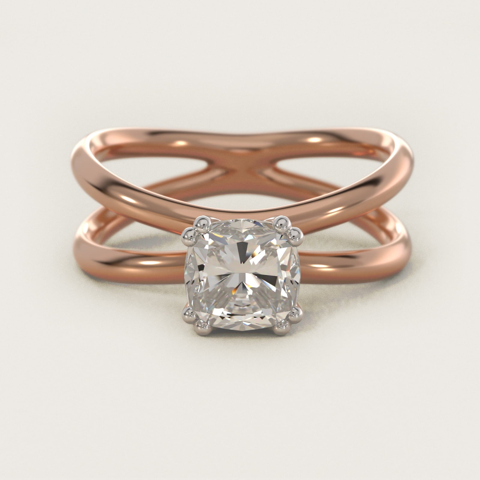 Criss Cross Solitaire Engagement Ring In 18k Rose Gold By James Allen - Cushion Center
