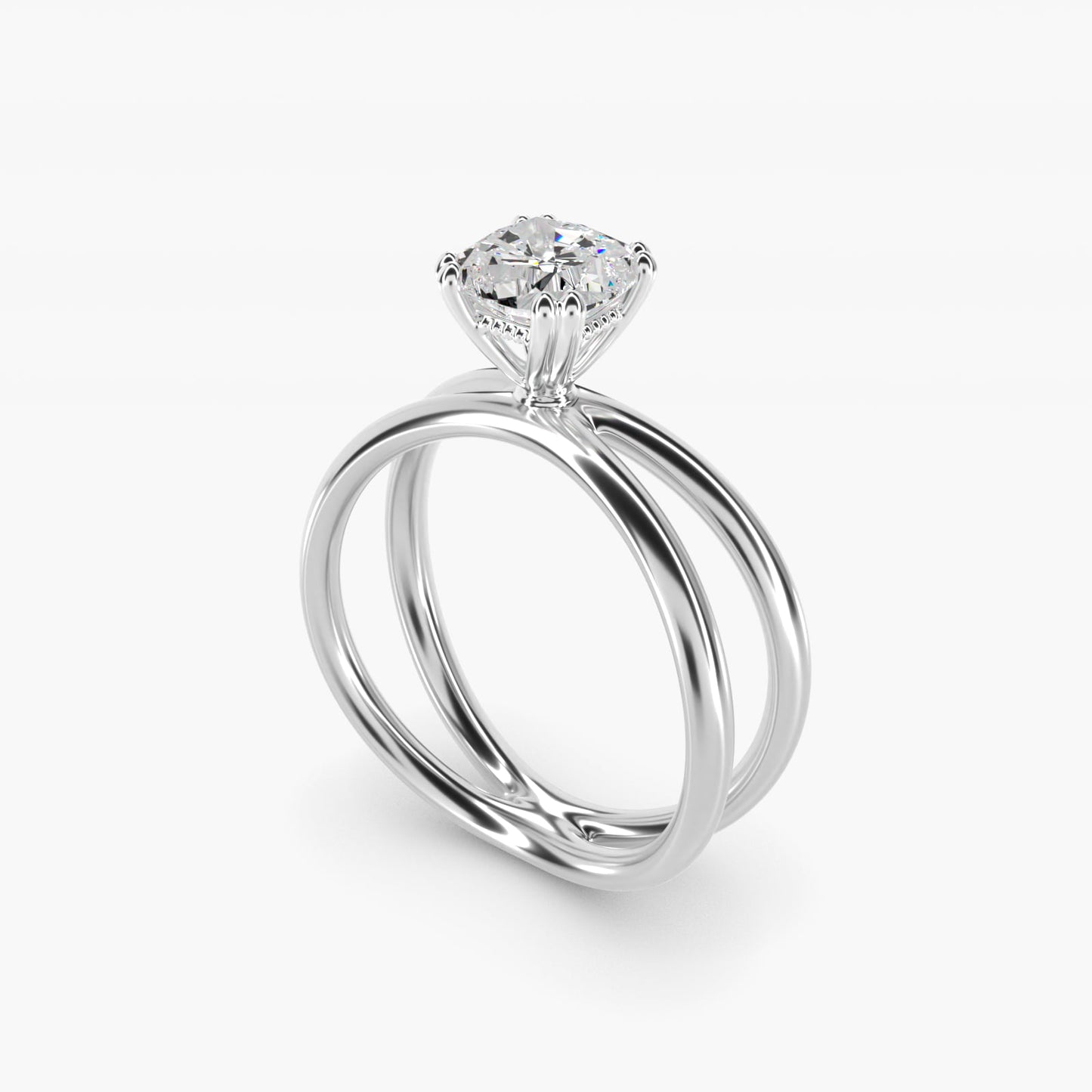 Criss Cross Solitaire Engagement Ring In 14K White Gold By James Allen - Cushion Center