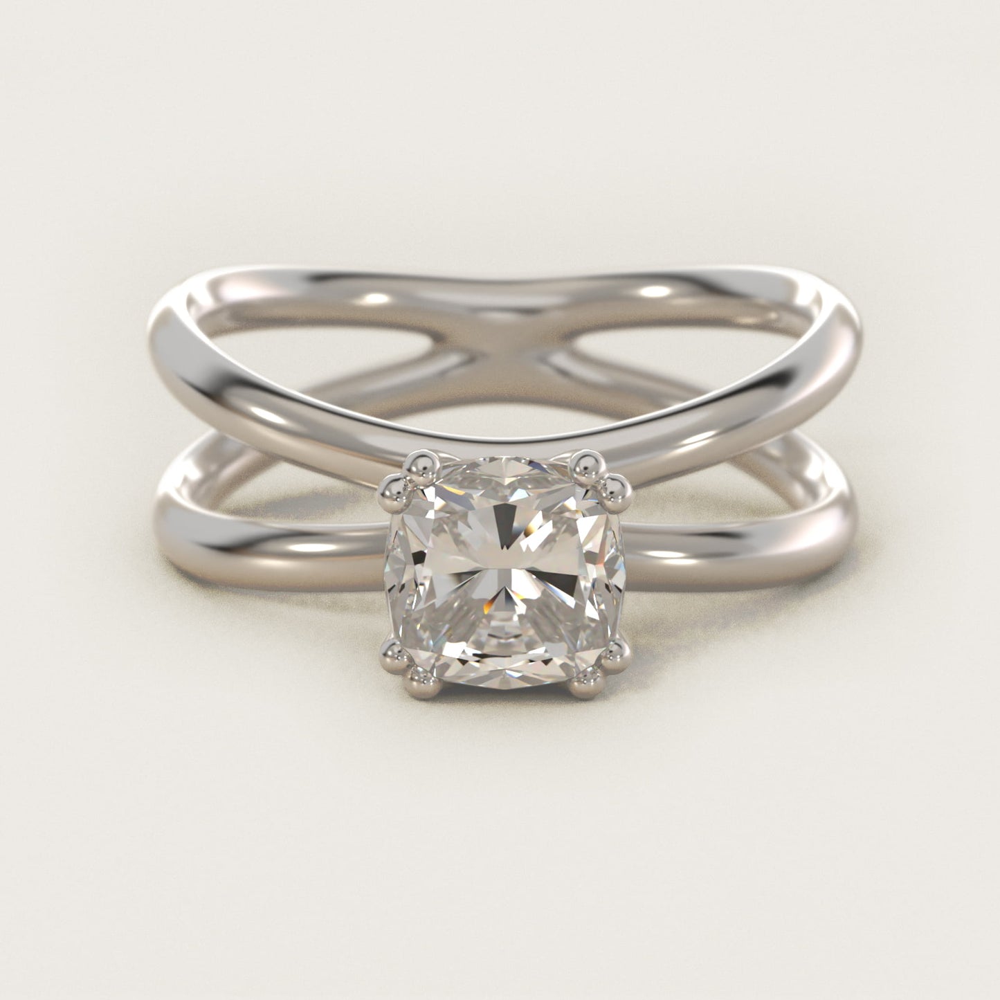 Criss Cross Solitaire Engagement Ring In 14K White Gold By James Allen - Cushion Center