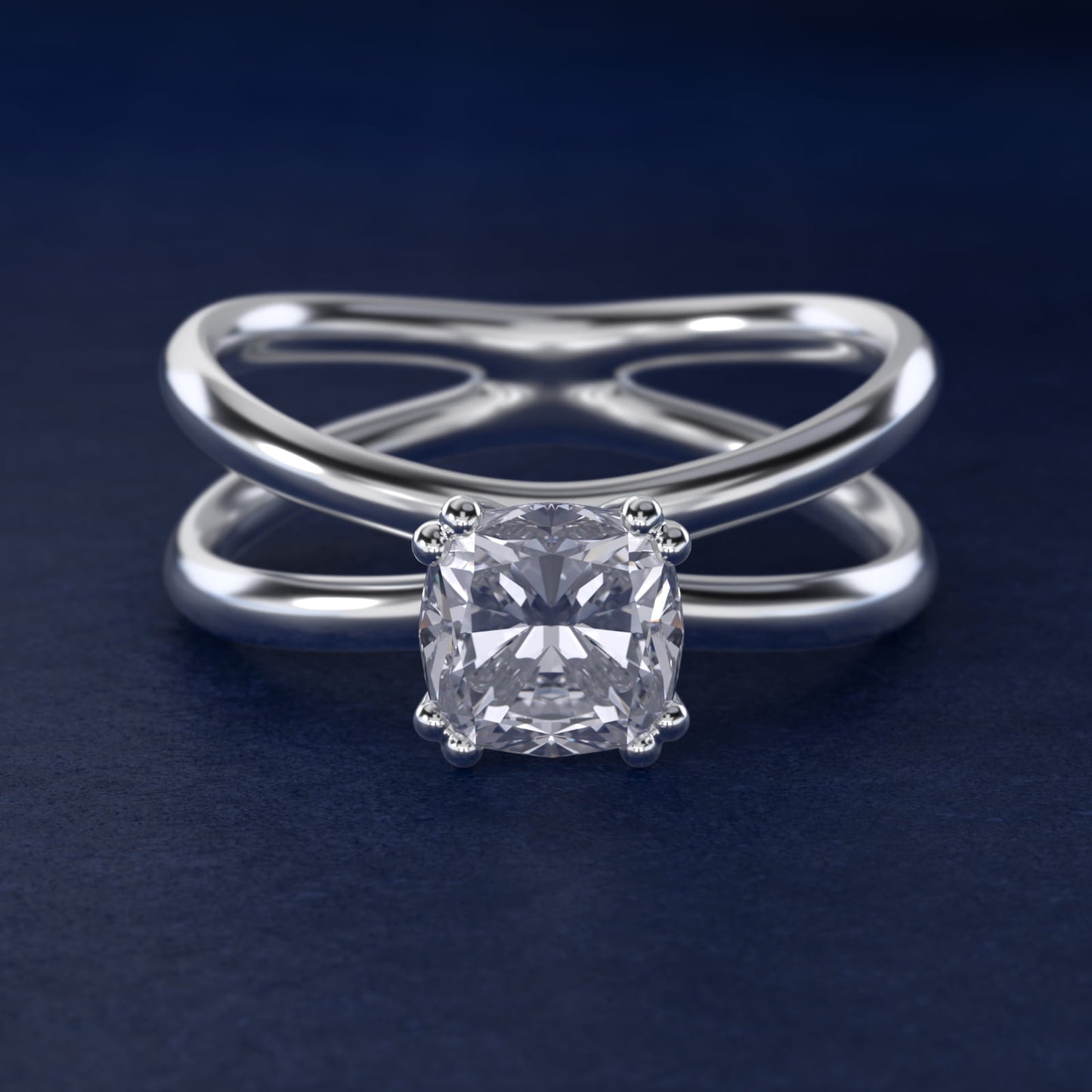 Criss Cross Solitaire Engagement Ring In Platinum By James Allen - Cushion Center