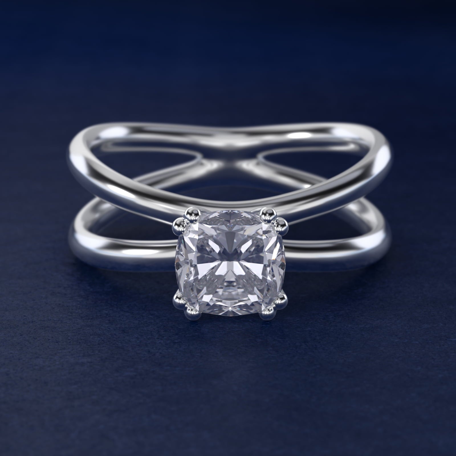 Criss Cross Solitaire Engagement Ring In Platinum By James Allen - Cushion Center