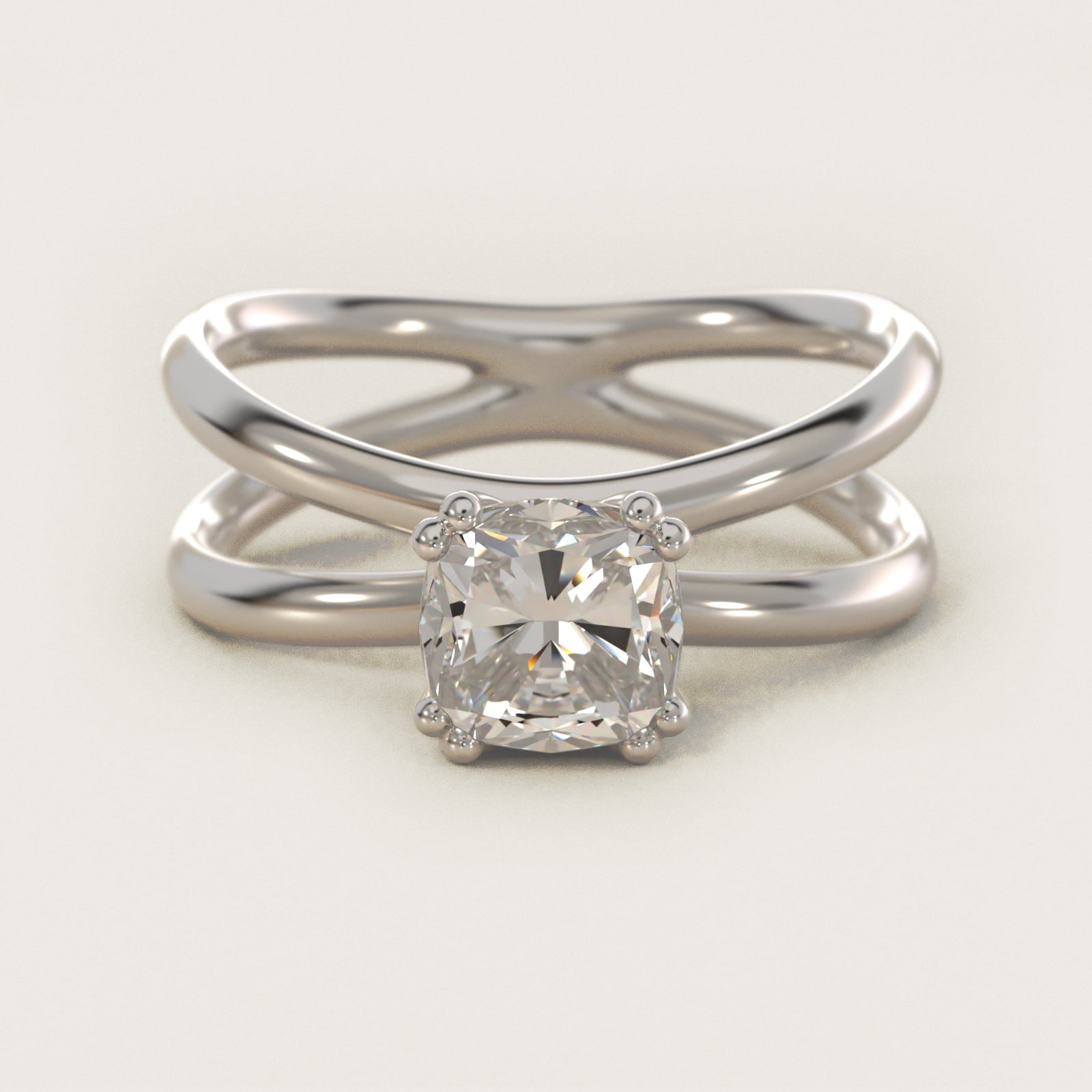 Criss Cross Solitaire Engagement Ring In Platinum By James Allen - Cushion Center