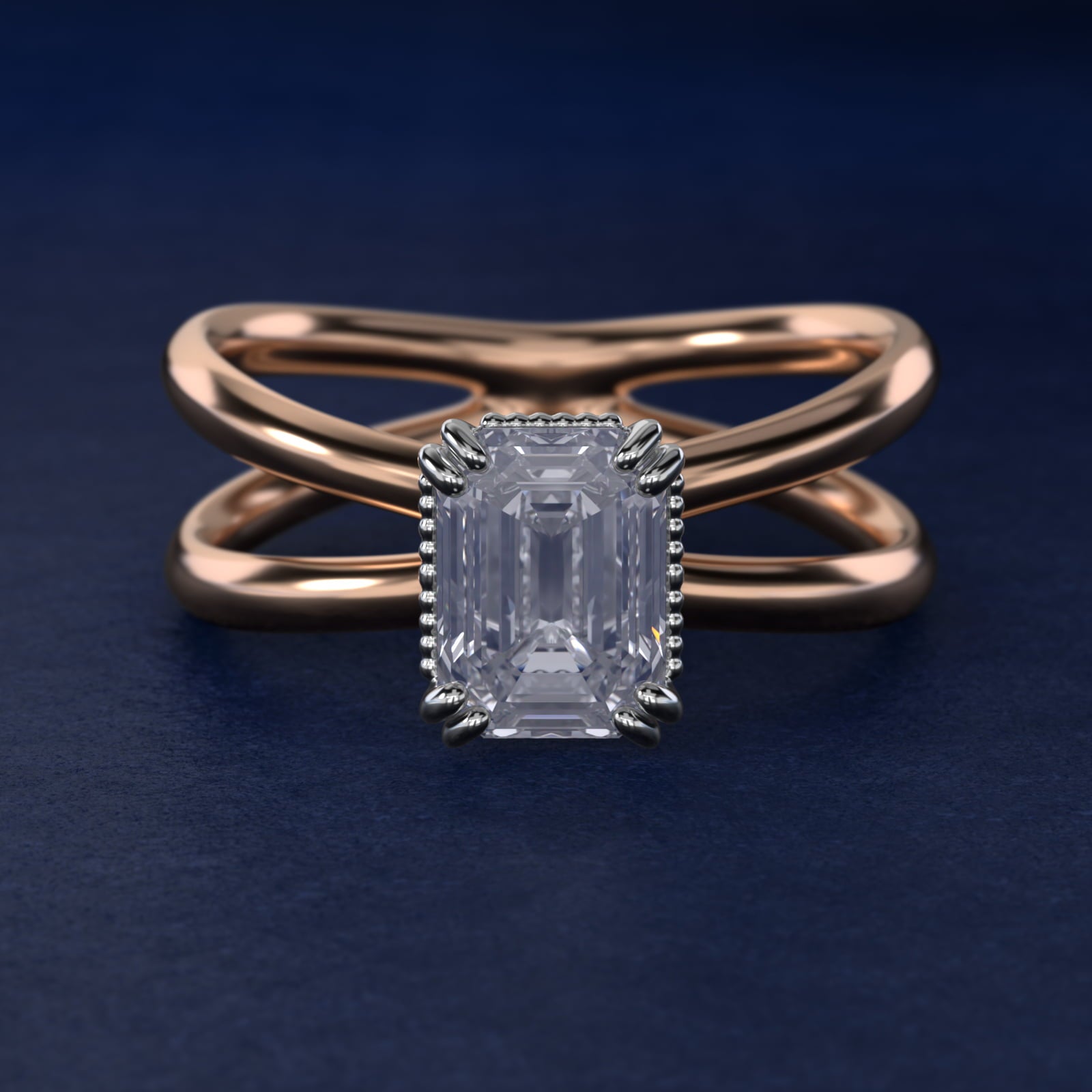 Criss Cross Solitaire Engagement Ring In 18k Rose Gold By James Allen - Emerald Center