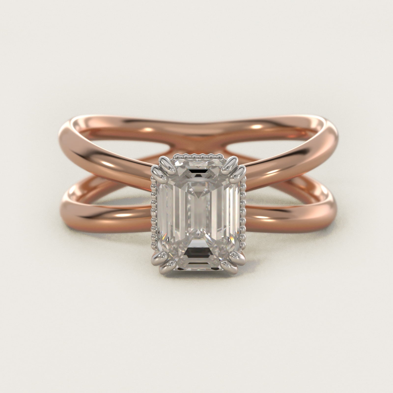Criss Cross Solitaire Engagement Ring In 14K Rose Gold By James Allen - Emerald Center