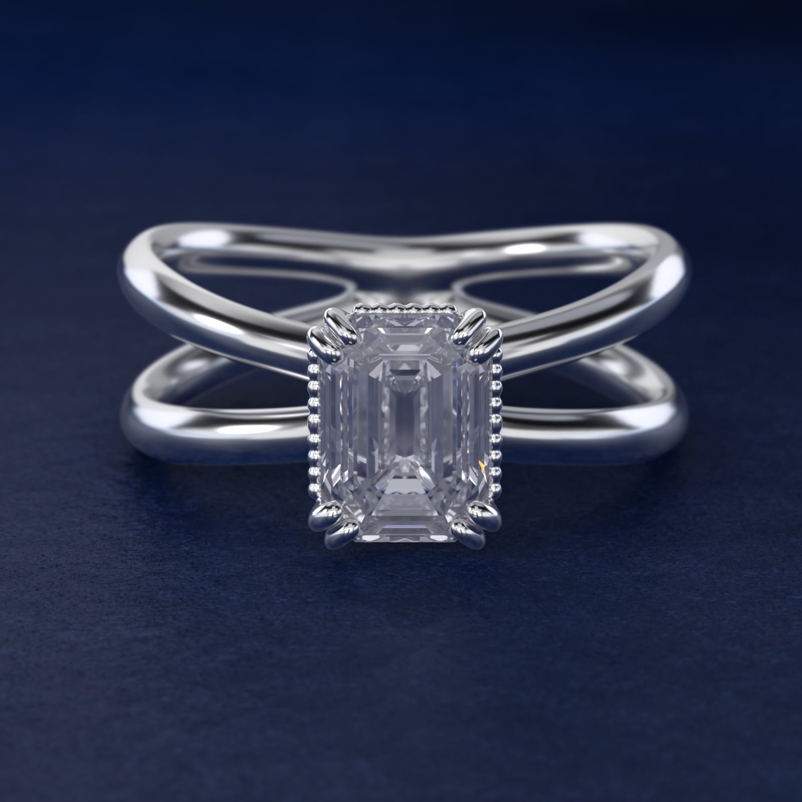Criss Cross Solitaire Engagement Ring In 18k White Gold By James Allen - Emerald Center
