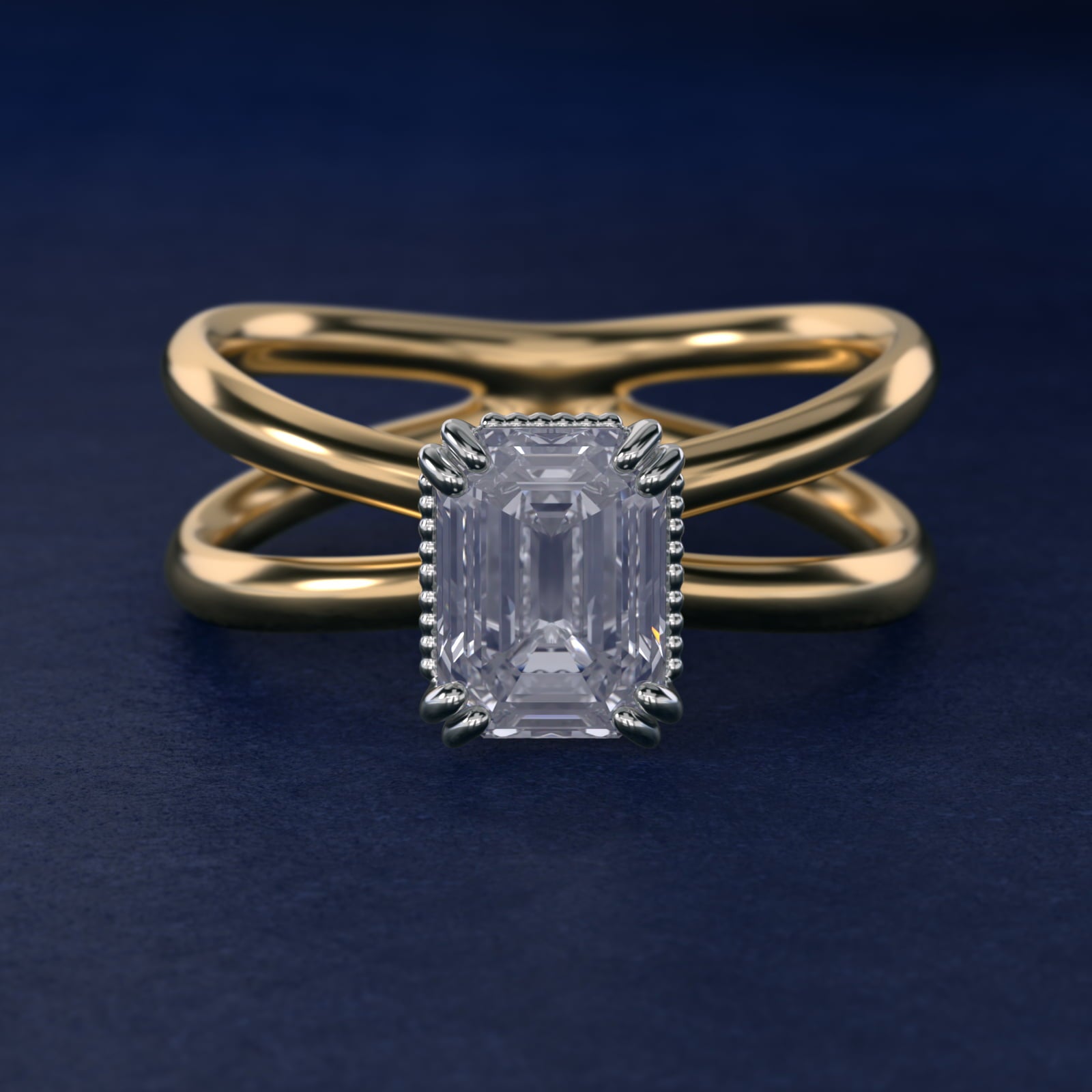 Criss Cross Solitaire Engagement Ring In 14K Yellow Gold By James Allen - Emerald Center