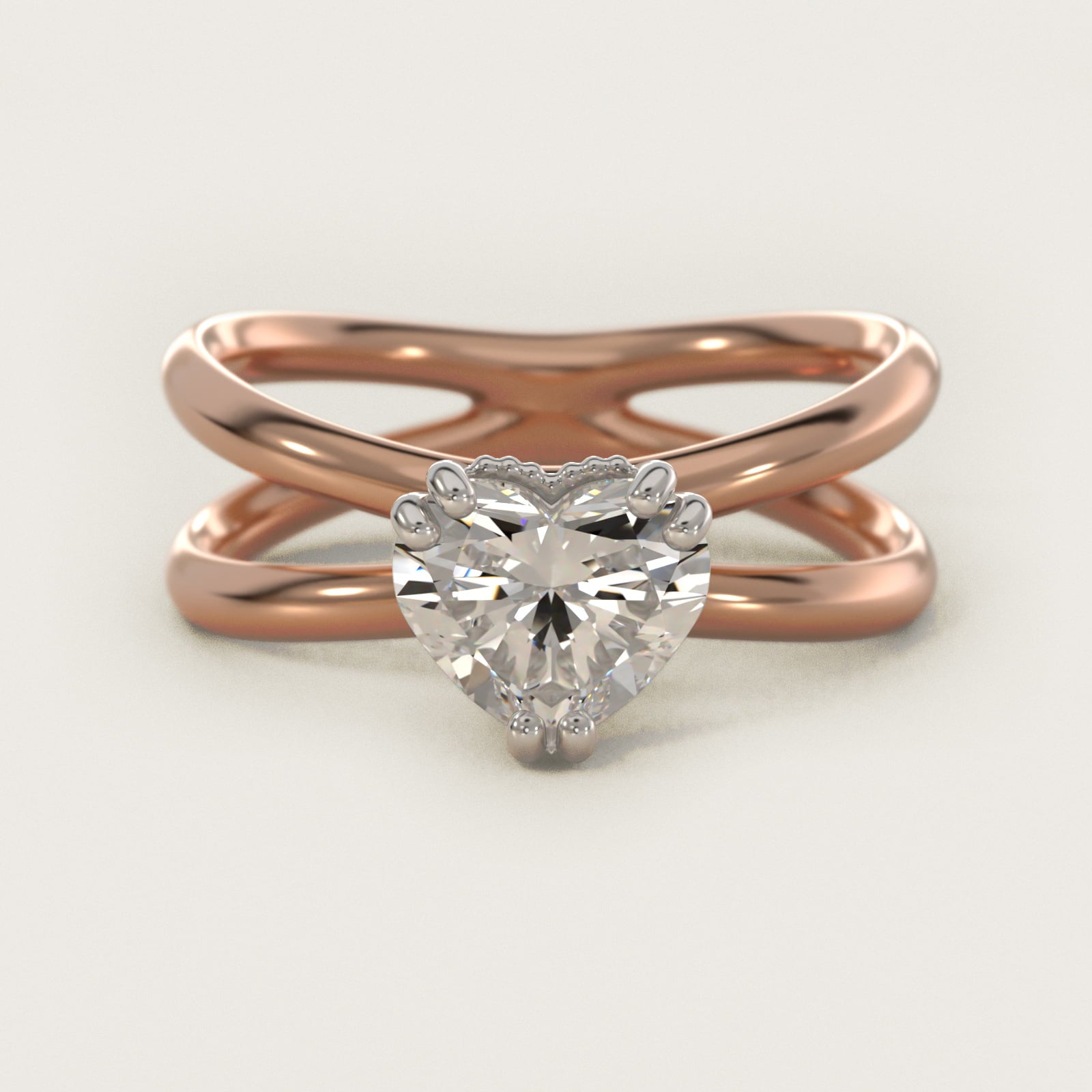 Criss Cross Solitaire Engagement Ring In 18k Rose Gold By James Allen - Heart Center