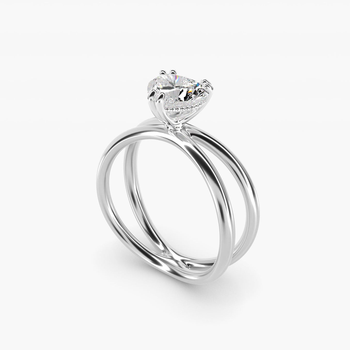 Criss Cross Solitaire Engagement Ring In 14K White Gold By James Allen - Heart Center
