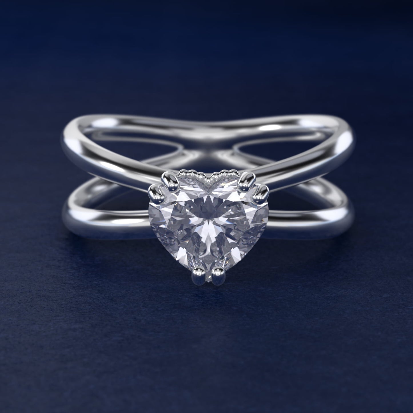 Criss Cross Solitaire Engagement Ring In 18k White Gold By James Allen - Heart Center