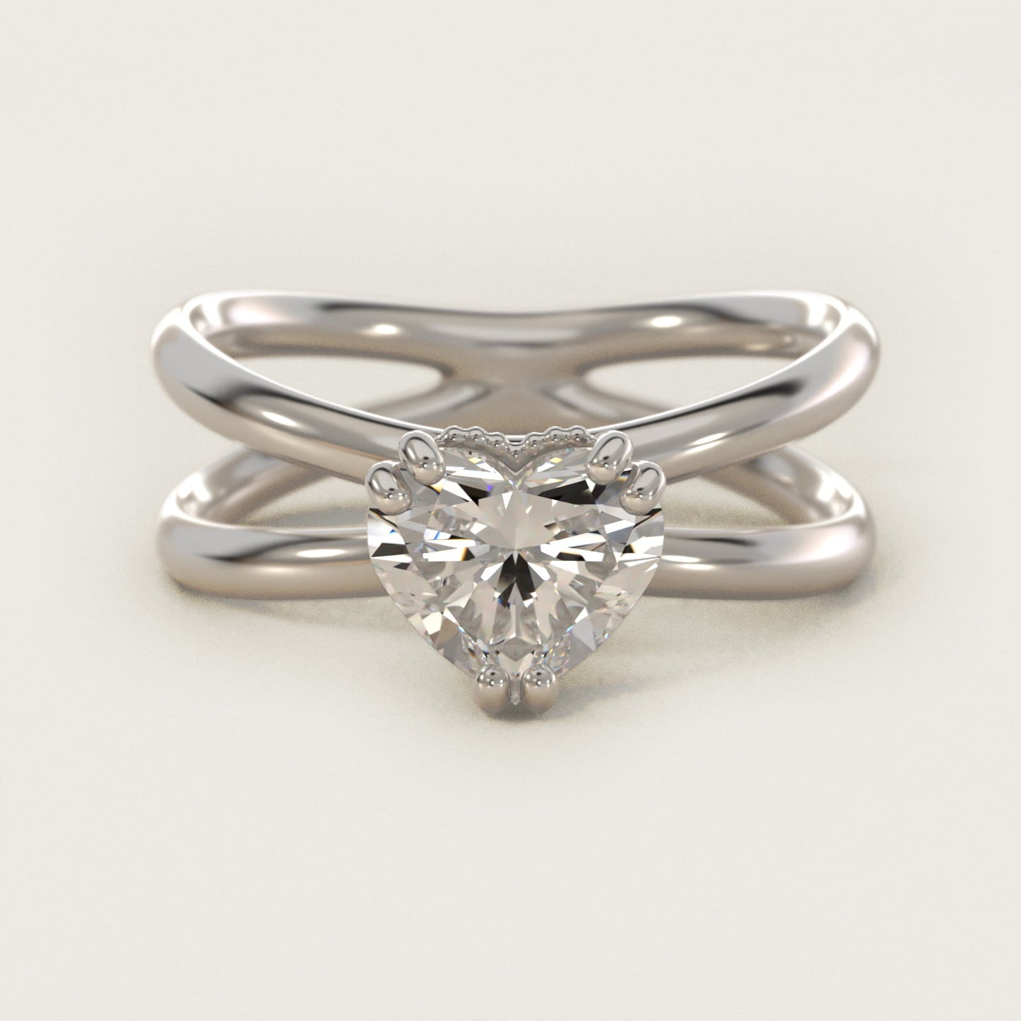 Criss Cross Solitaire Engagement Ring In 18k White Gold By James Allen - Heart Center