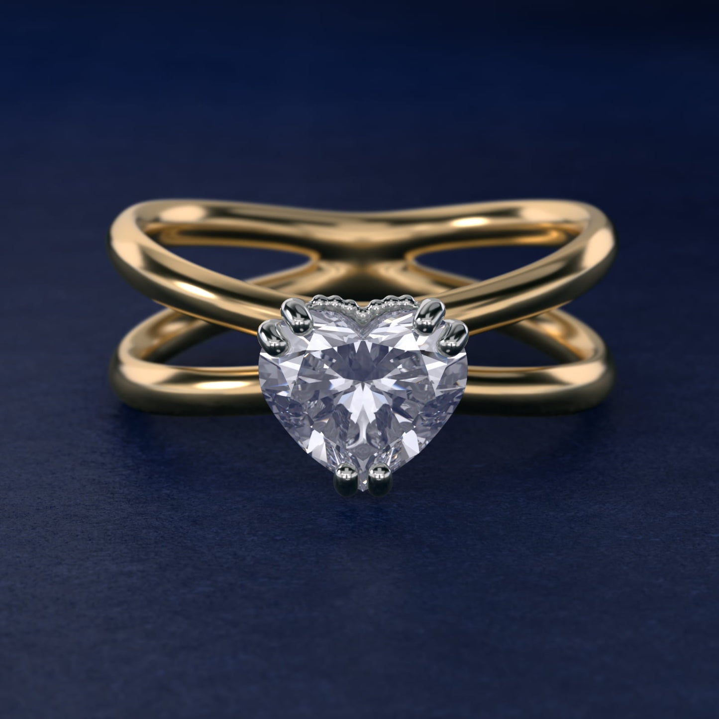 Criss Cross Solitaire Engagement Ring In 14K Yellow Gold By James Allen - Heart Center