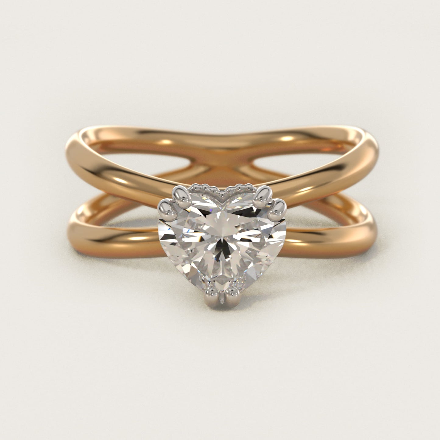 Criss Cross Solitaire Engagement Ring In 18k Yellow Gold By James Allen - Heart Center