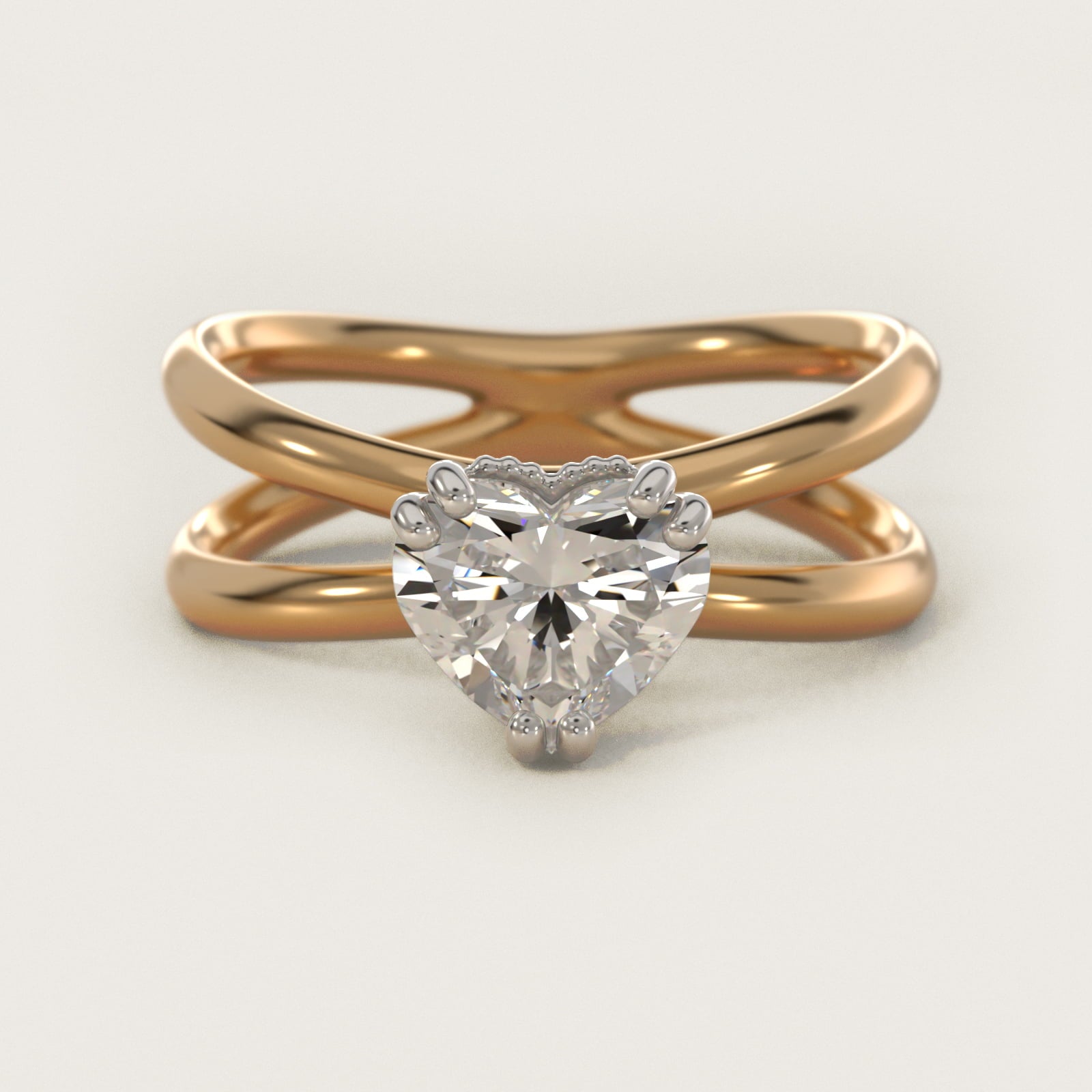 Criss Cross Solitaire Engagement Ring In 18k Yellow Gold By James Allen - Heart Center