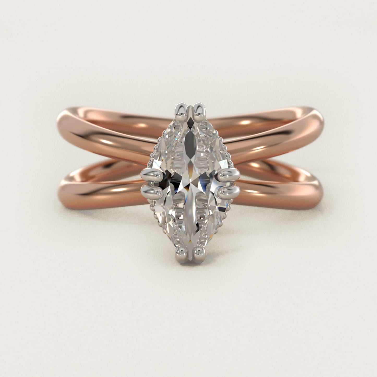 Criss Cross Solitaire Engagement Ring In 18k Rose Gold By James Allen - Marquise Center