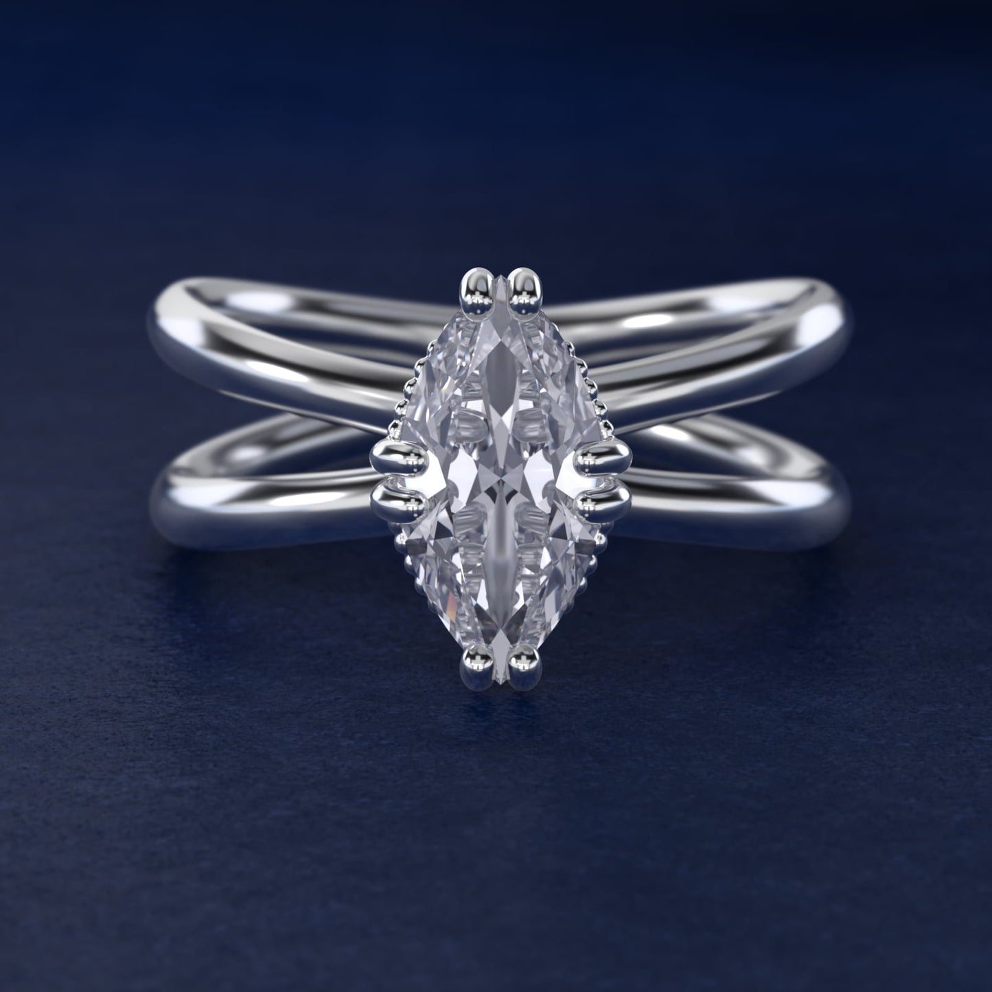 Criss Cross Solitaire Engagement Ring In 18k White Gold By James Allen - Marquise Center