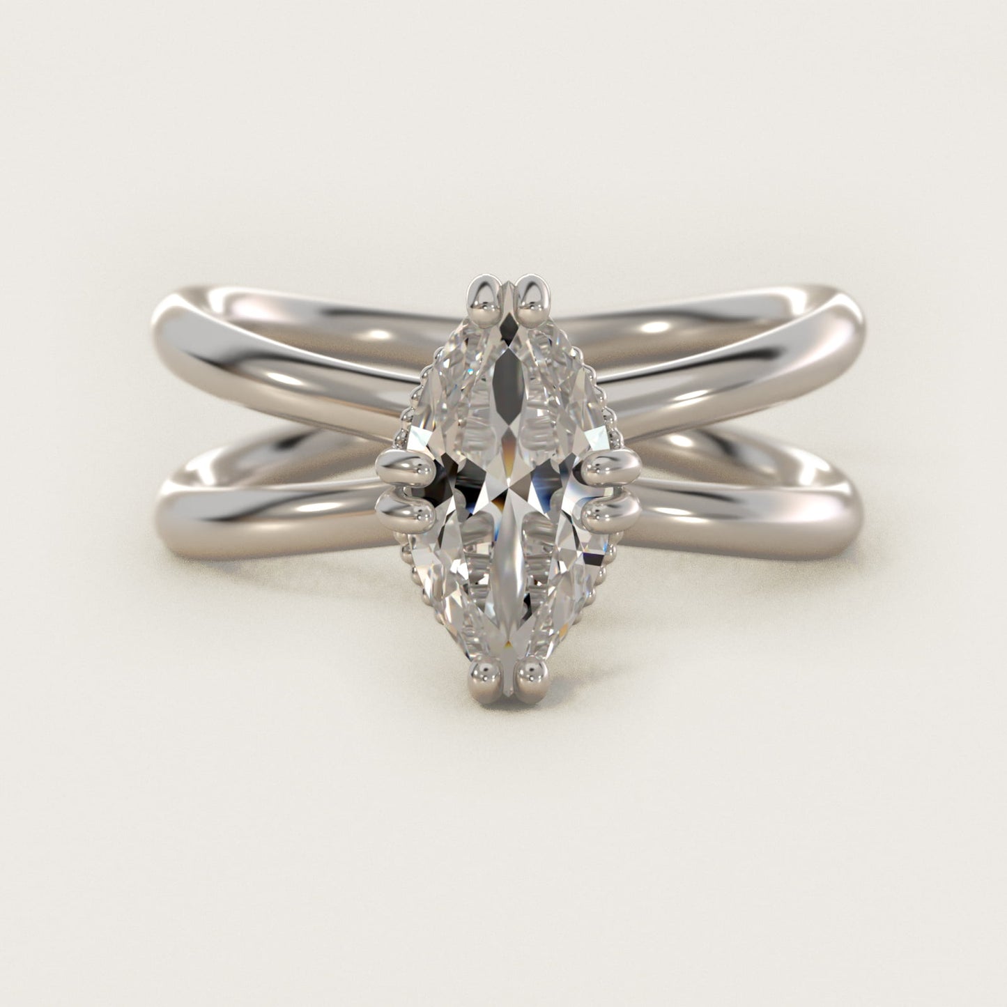 Criss Cross Solitaire Engagement Ring In 18k White Gold By James Allen - Marquise Center