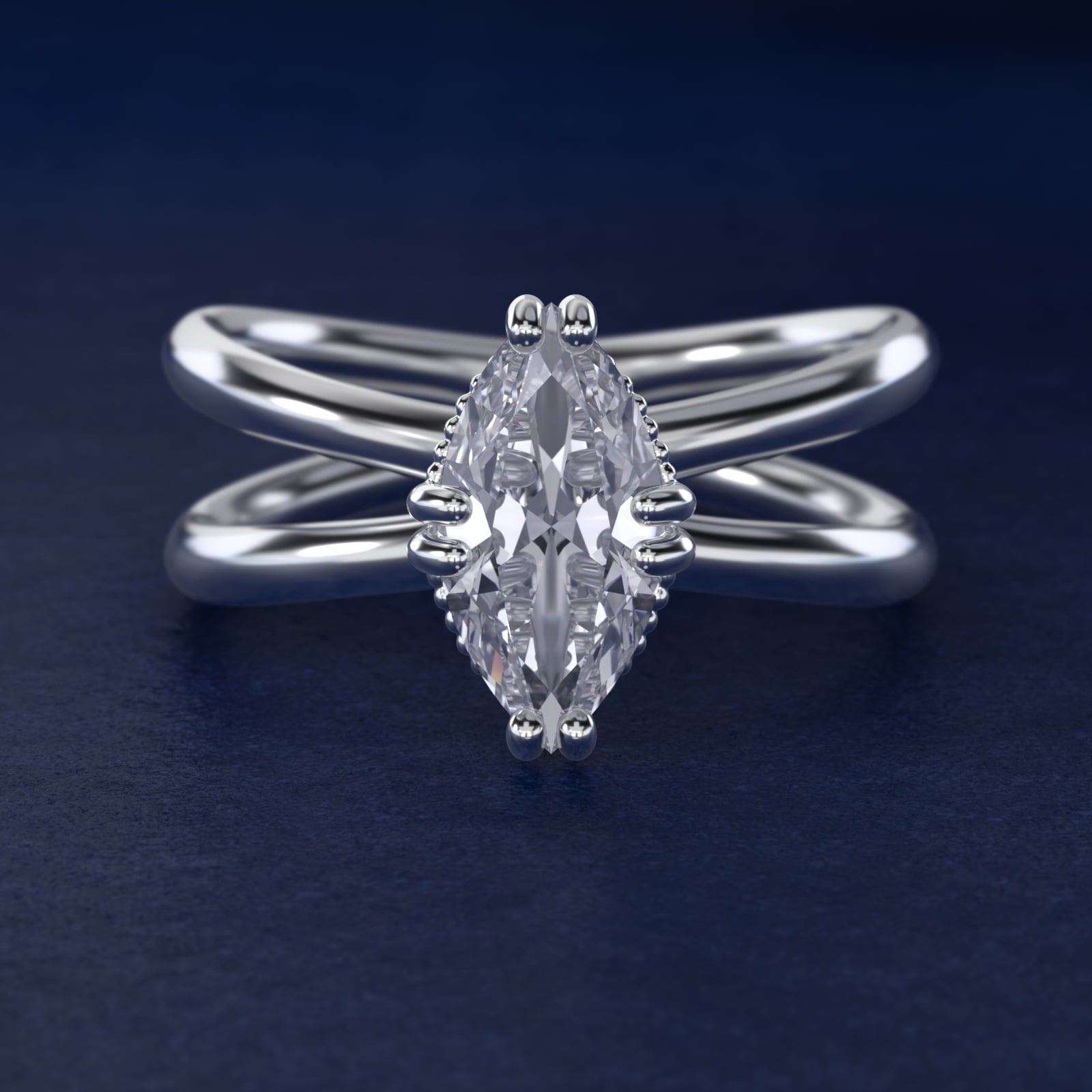 Criss Cross Solitaire Engagement Ring In Platinum By James Allen - Marquise Center