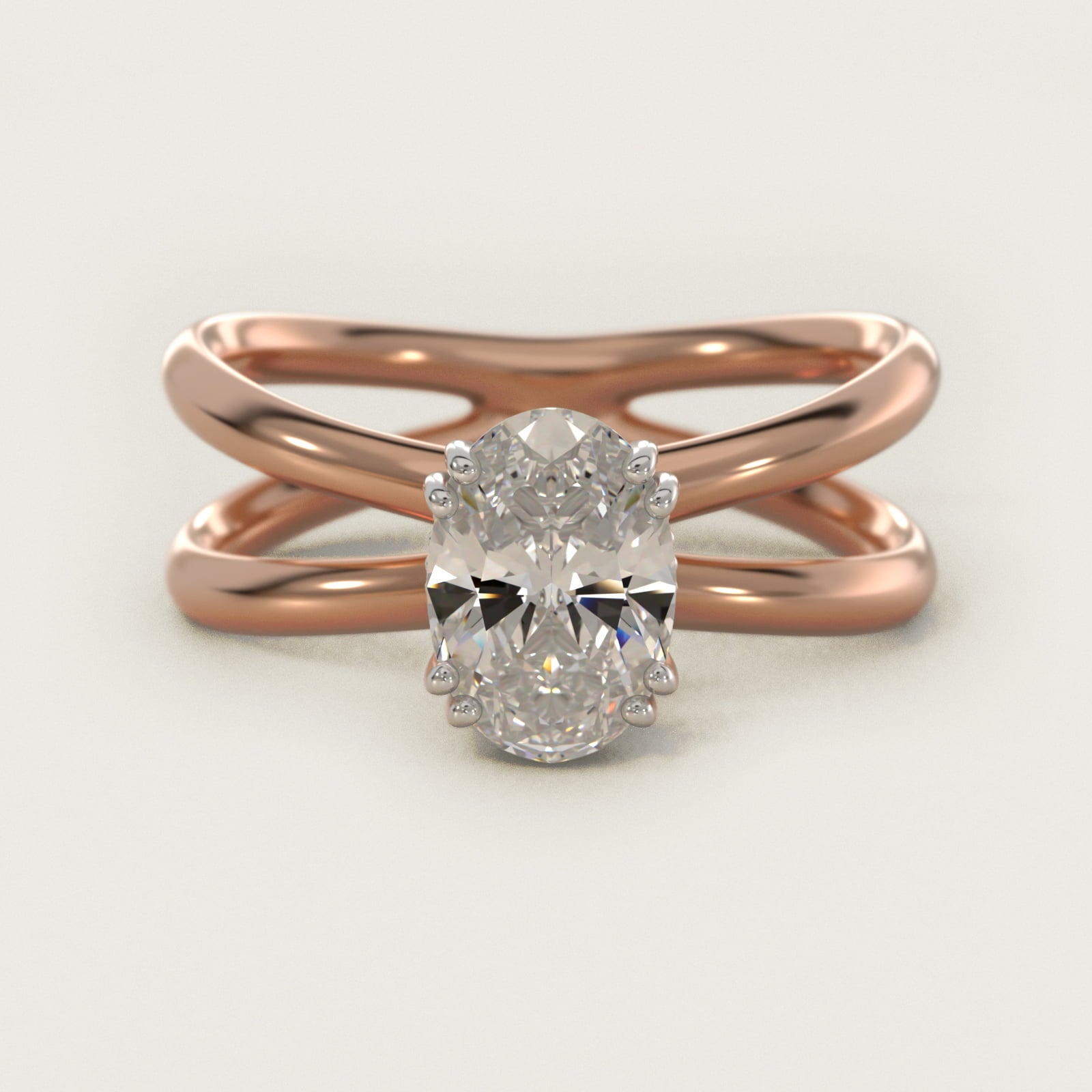 Criss Cross Solitaire Engagement Ring In 18k Rose Gold By James Allen - Oval Center