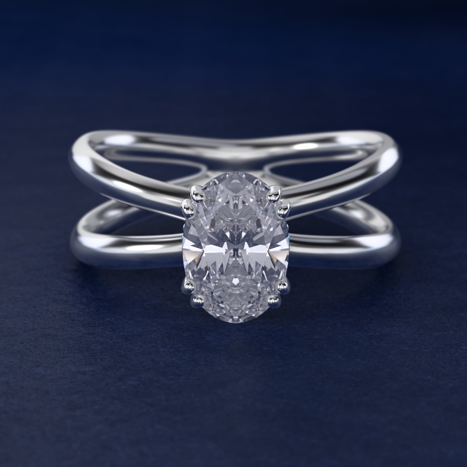 Criss Cross Solitaire Engagement Ring In 18k White Gold By James Allen - Oval Center