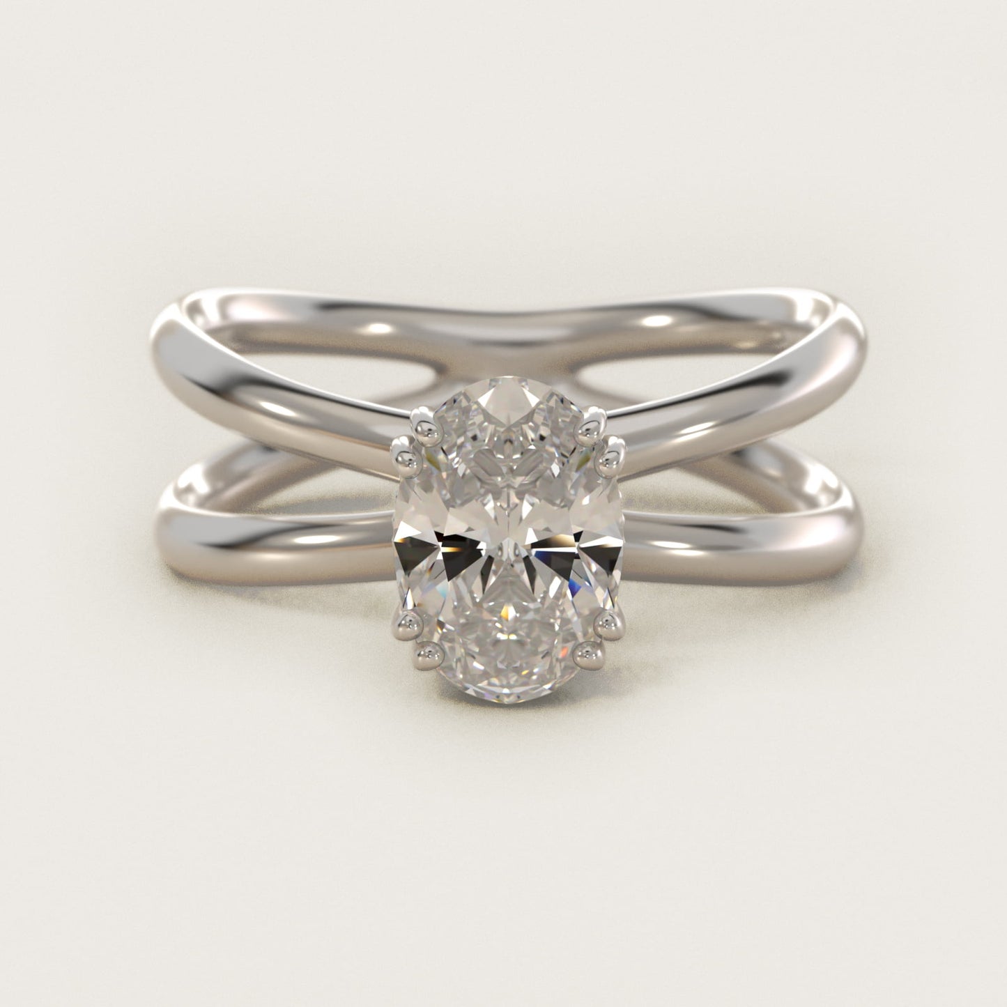 Criss Cross Solitaire Engagement Ring In 18k White Gold By James Allen - Oval Center