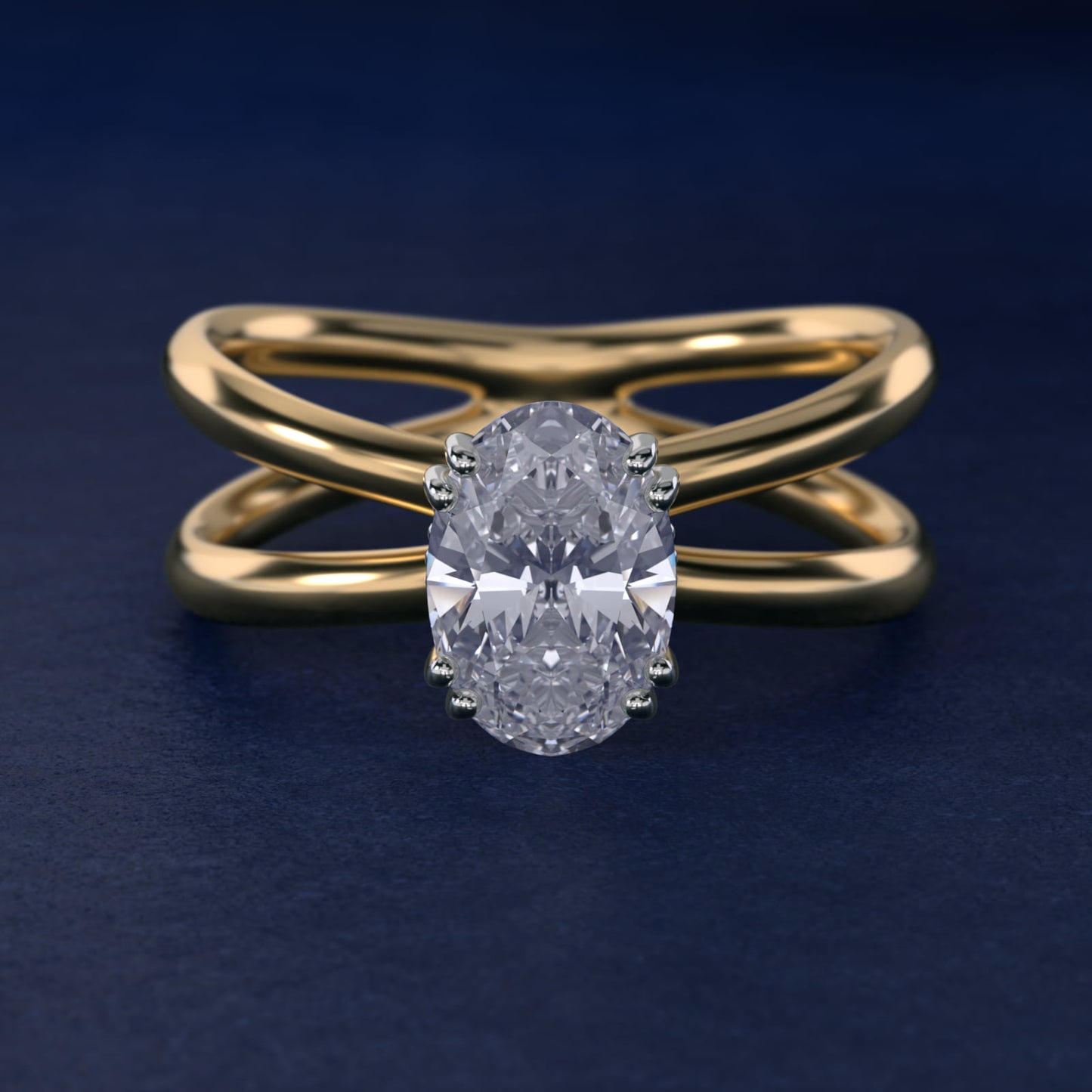 Criss Cross Solitaire Engagement Ring In 18k Yellow Gold By James Allen - Oval Center