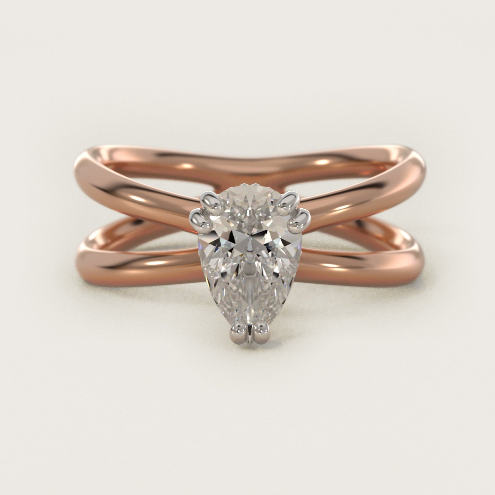 Criss Cross Solitaire Engagement Ring In 18k Rose Gold By James Allen - Pear Center