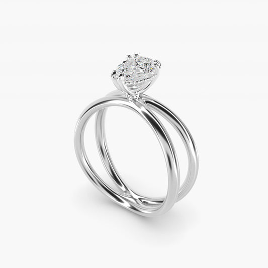 Criss Cross Solitaire Engagement Ring In 14K White Gold By James Allen - Pear Center