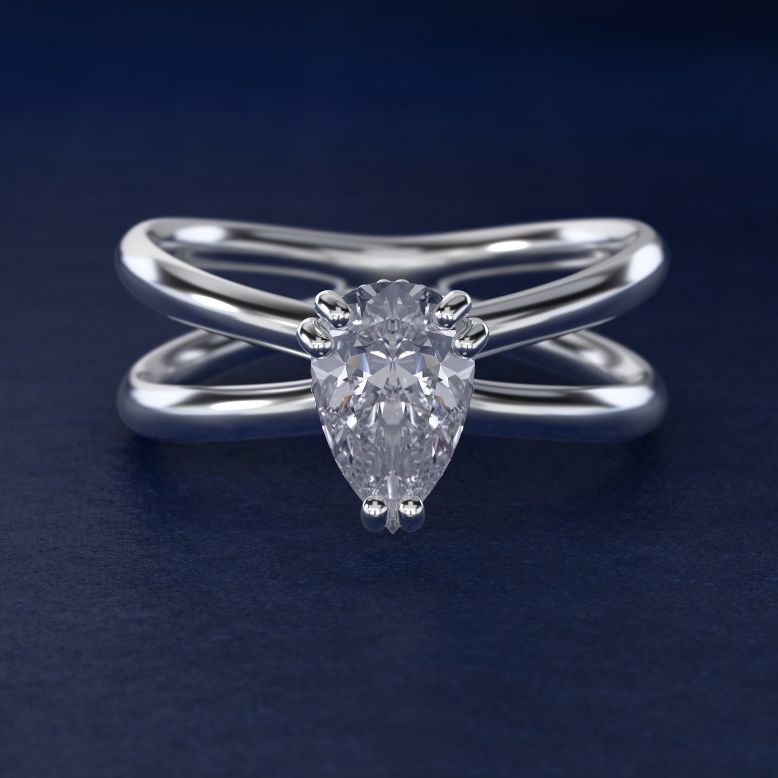 Criss Cross Solitaire Engagement Ring In 18k White Gold By James Allen - Pear Center