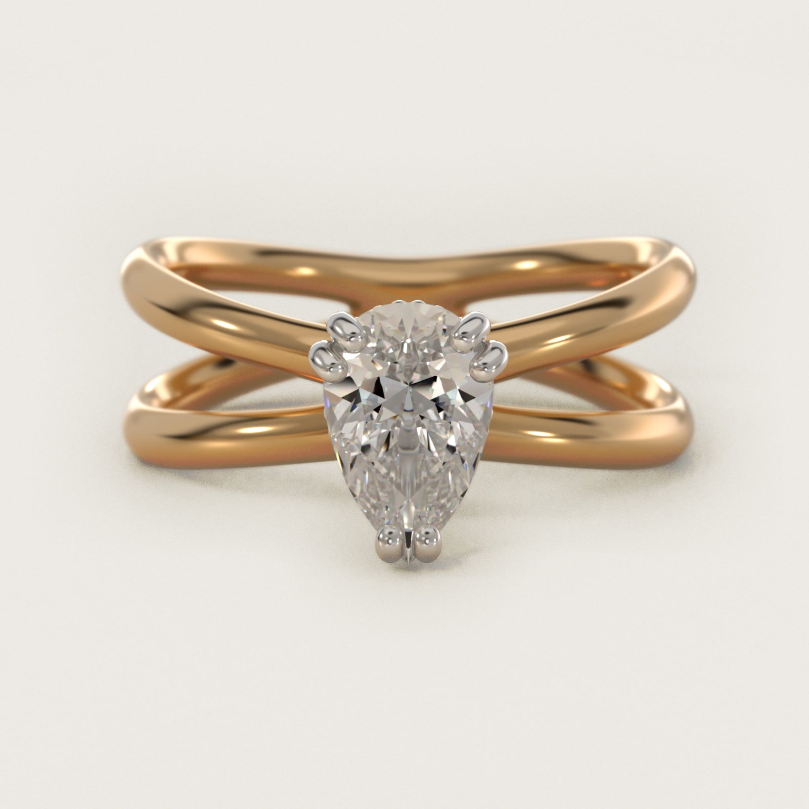 Criss Cross Solitaire Engagement Ring In 18k Yellow Gold By James Allen - Pear Center