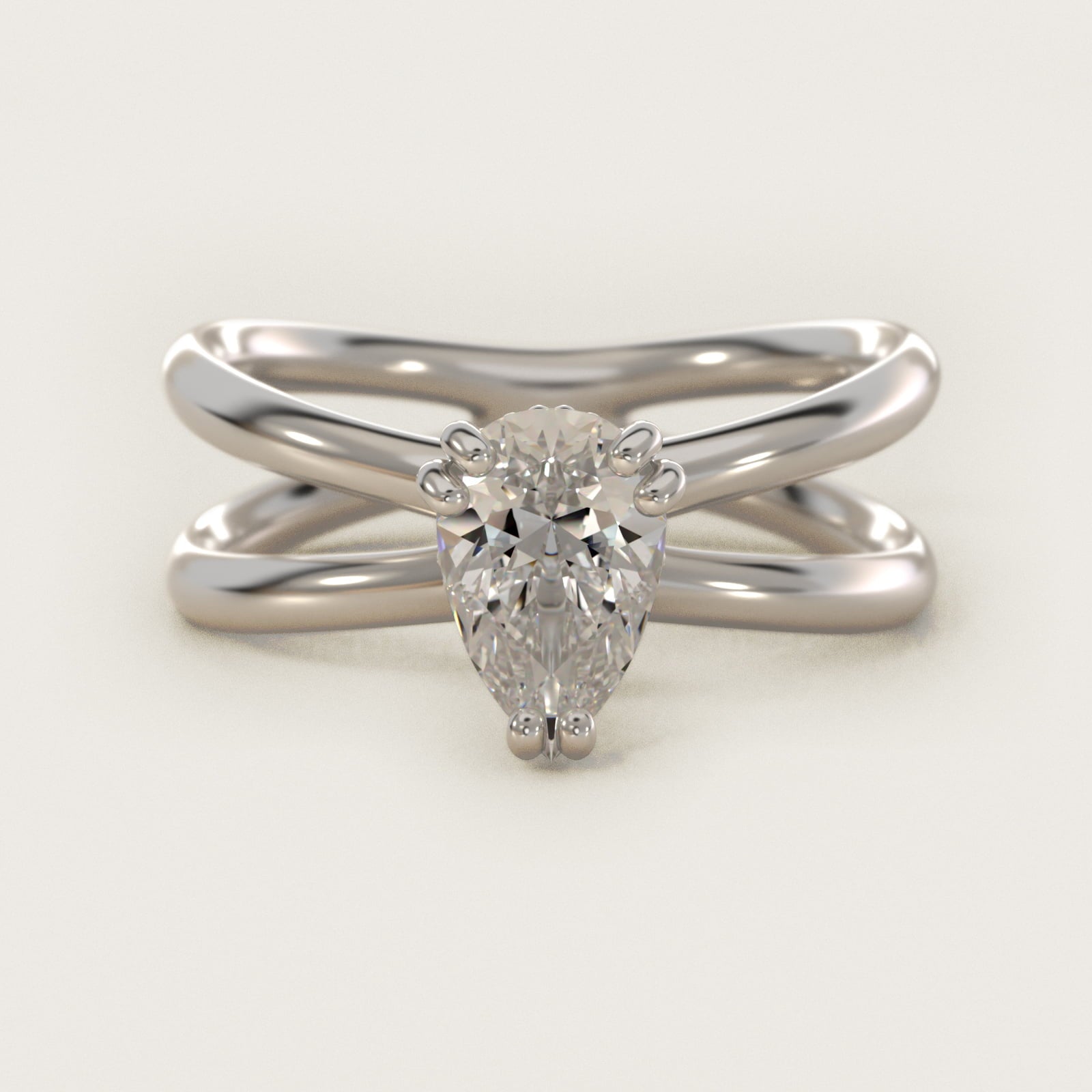 Criss Cross Solitaire Engagement Ring In Platinum By James Allen - Pear Center