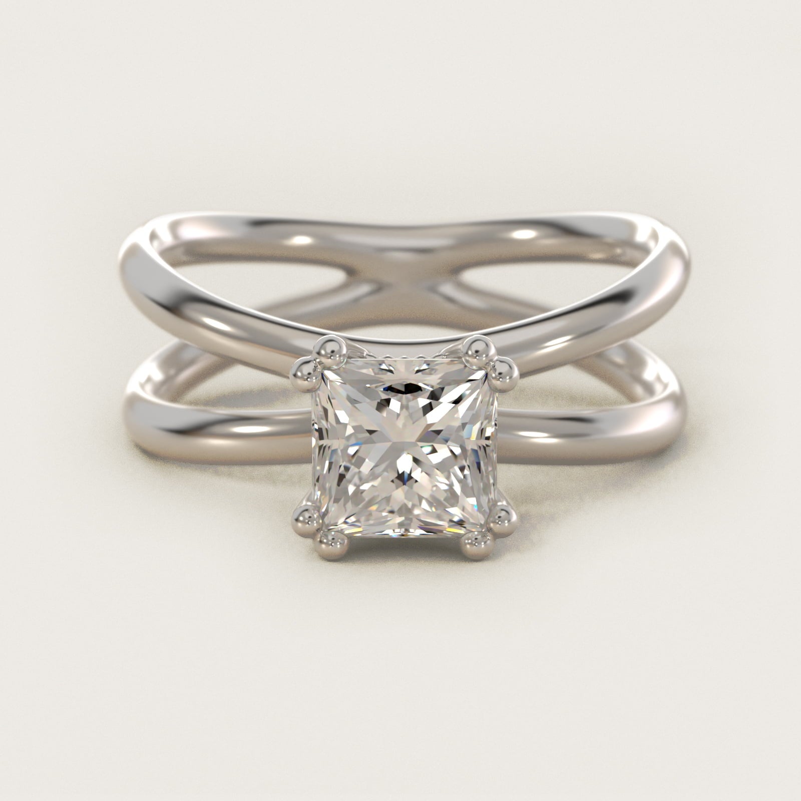 Criss Cross Solitaire Engagement Ring In 14K White Gold By James Allen - Princess Center