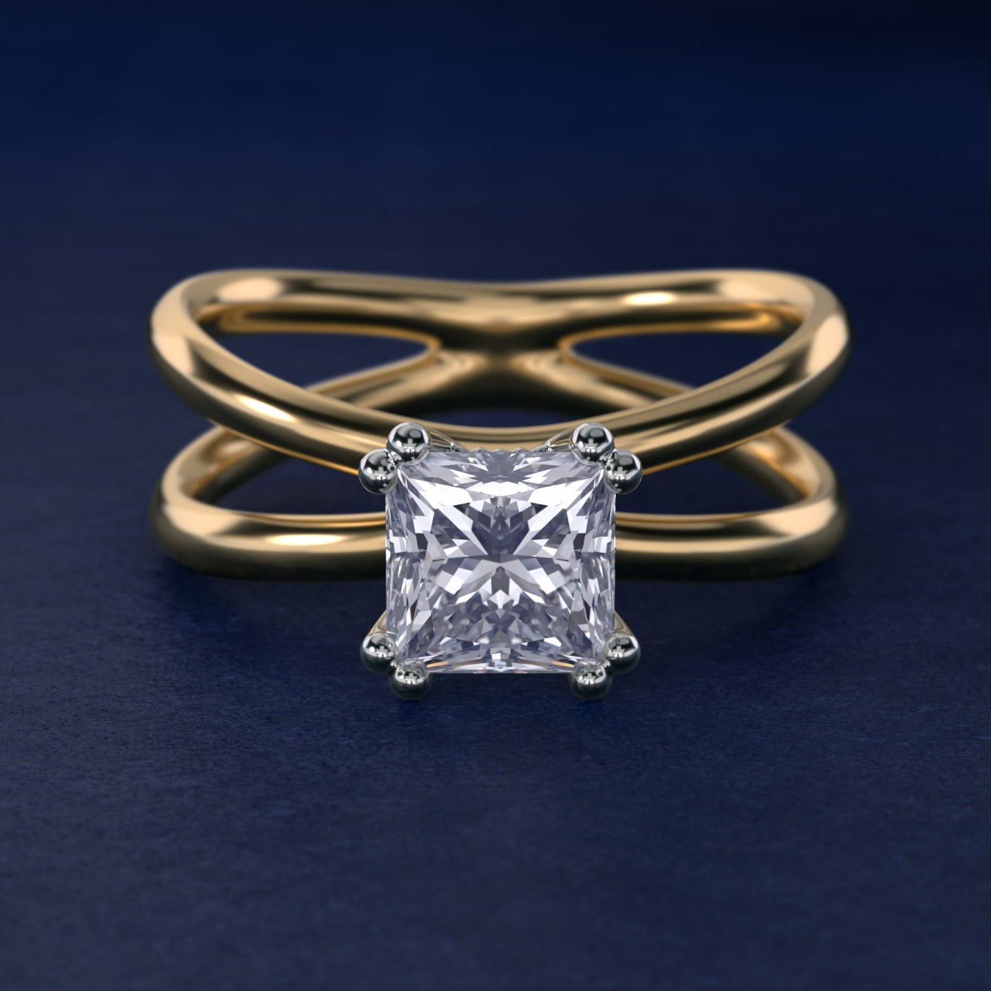 Criss Cross Solitaire Engagement Ring In 18k Yellow Gold By James Allen - Princess Center