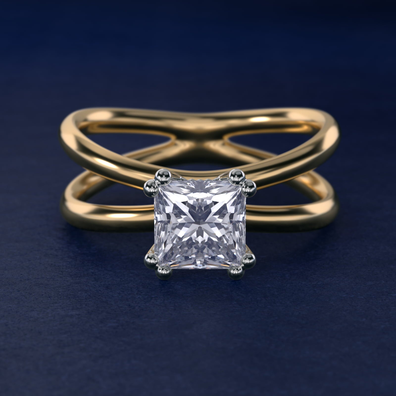 Criss Cross Solitaire Engagement Ring In 18k Yellow Gold By James Allen - Princess Center