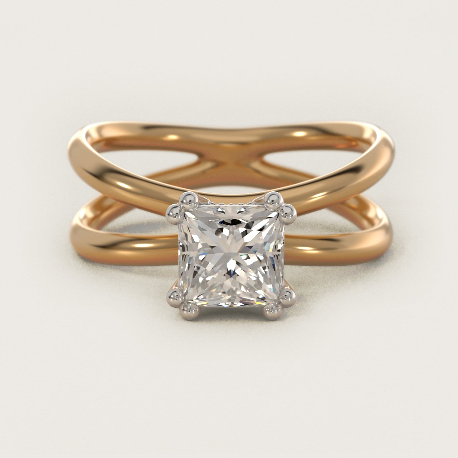 Criss Cross Solitaire Engagement Ring In 18k Yellow Gold By James Allen - Princess Center