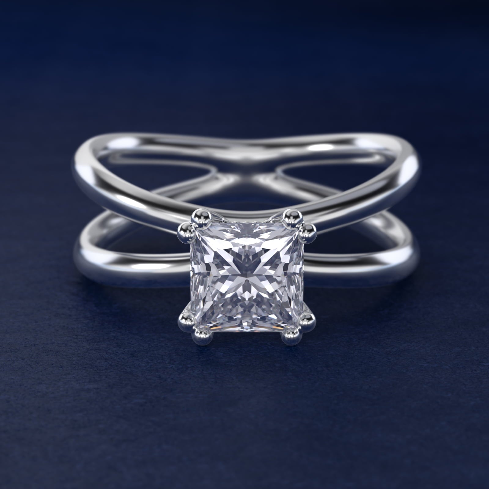 Criss Cross Solitaire Engagement Ring In Platinum By James Allen - Princess Center