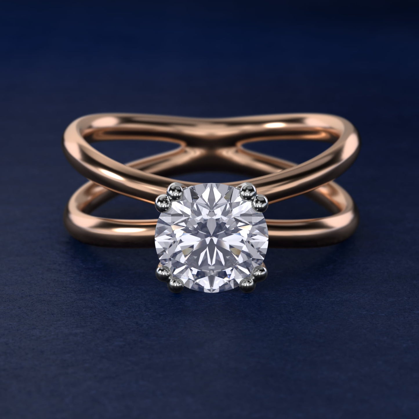 Criss Cross Solitaire Engagement Ring In 14K Rose Gold By James Allen - Round Center