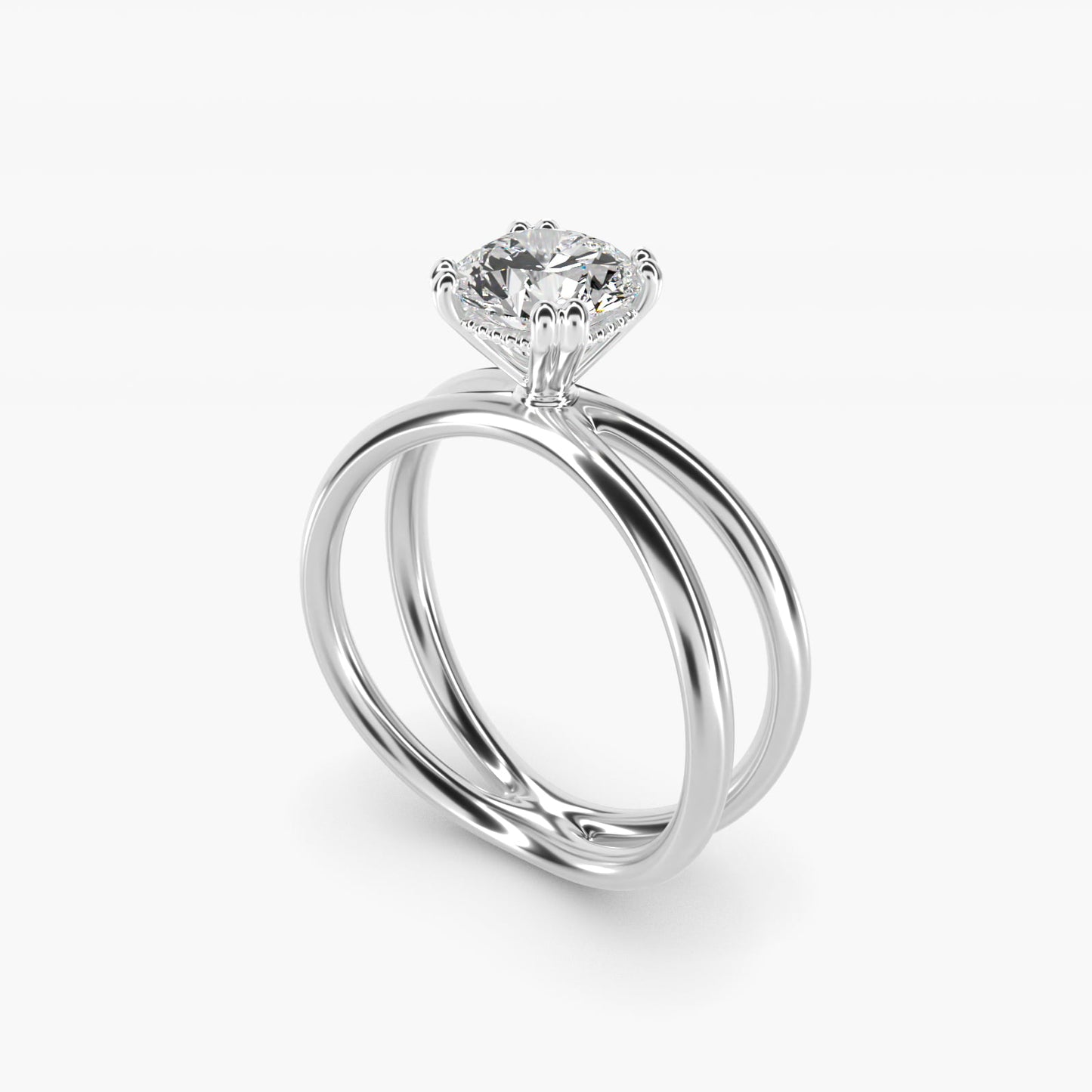 Criss Cross Solitaire Engagement Ring In 14K White Gold By James Allen - Round Center