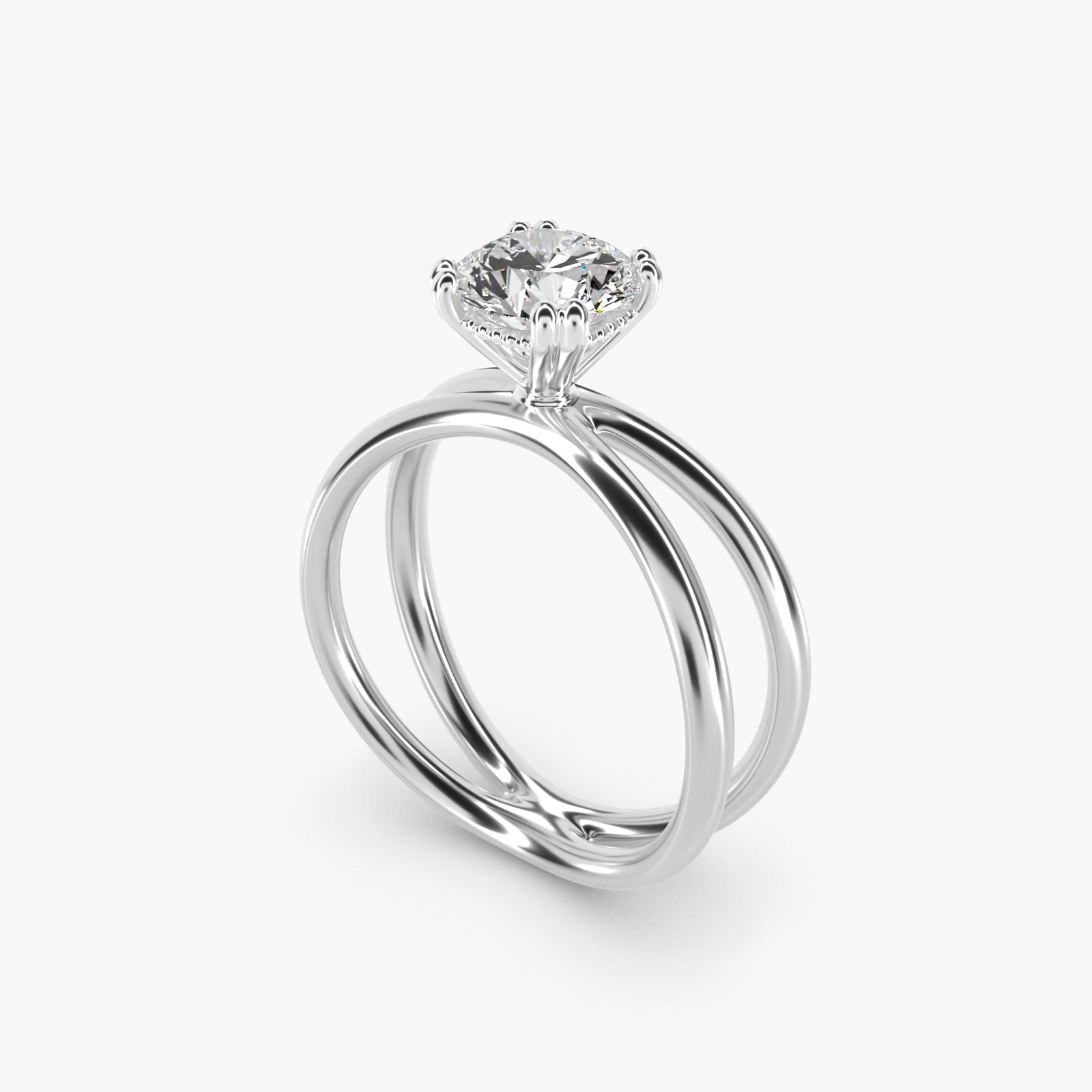 Criss Cross Solitaire Engagement Ring In 14K White Gold By James Allen - Round Center