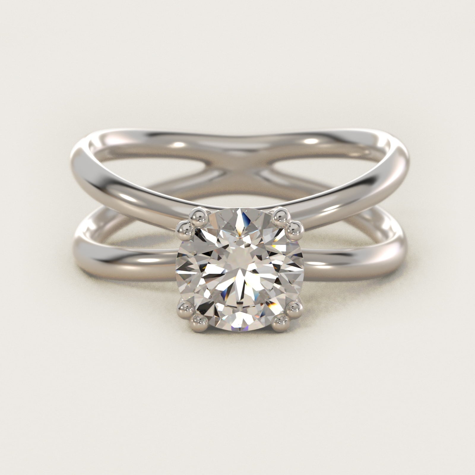 Criss Cross Solitaire Engagement Ring In 14K White Gold By James Allen - Round Center