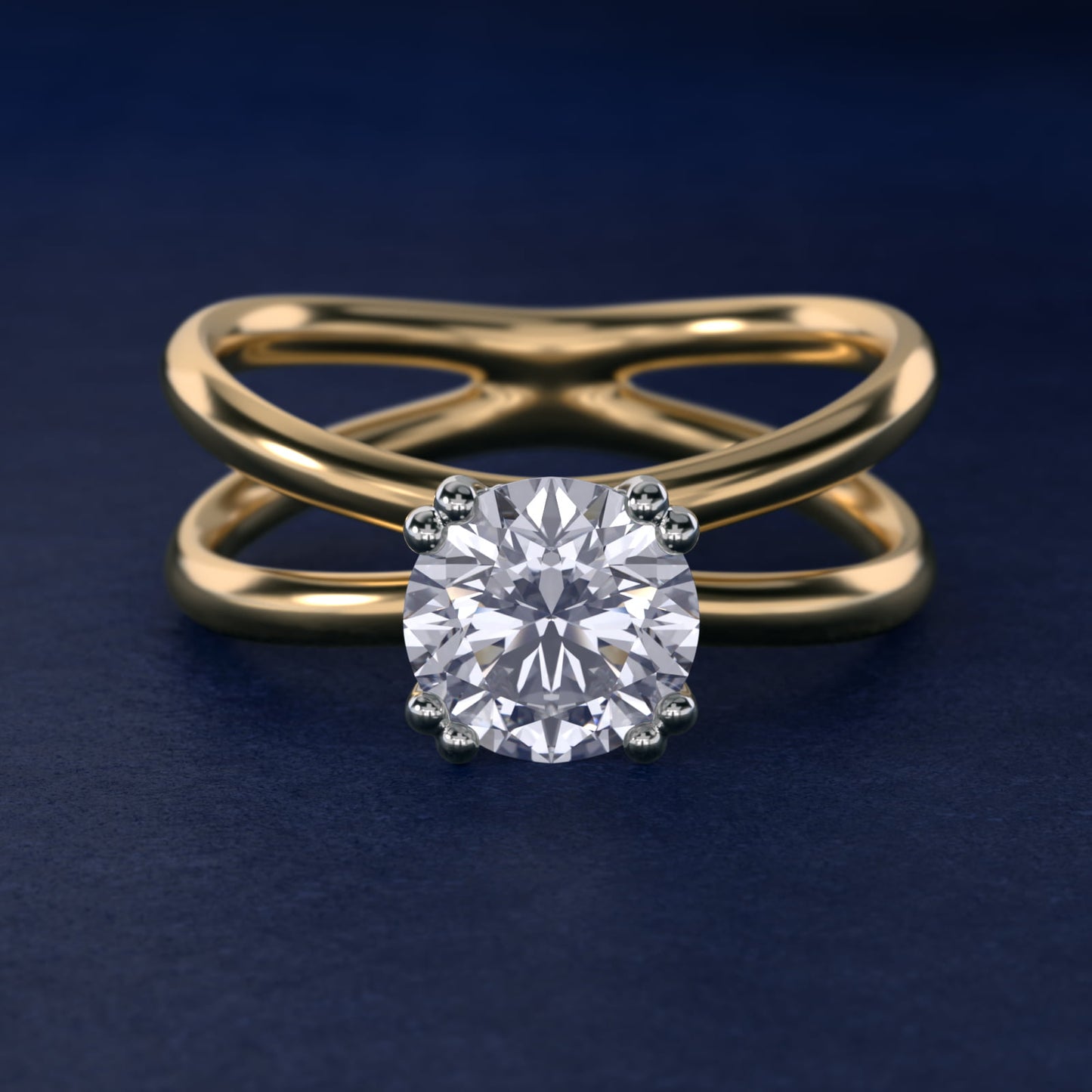 Criss Cross Solitaire Engagement Ring In 18k Yellow Gold By James Allen - Round Center