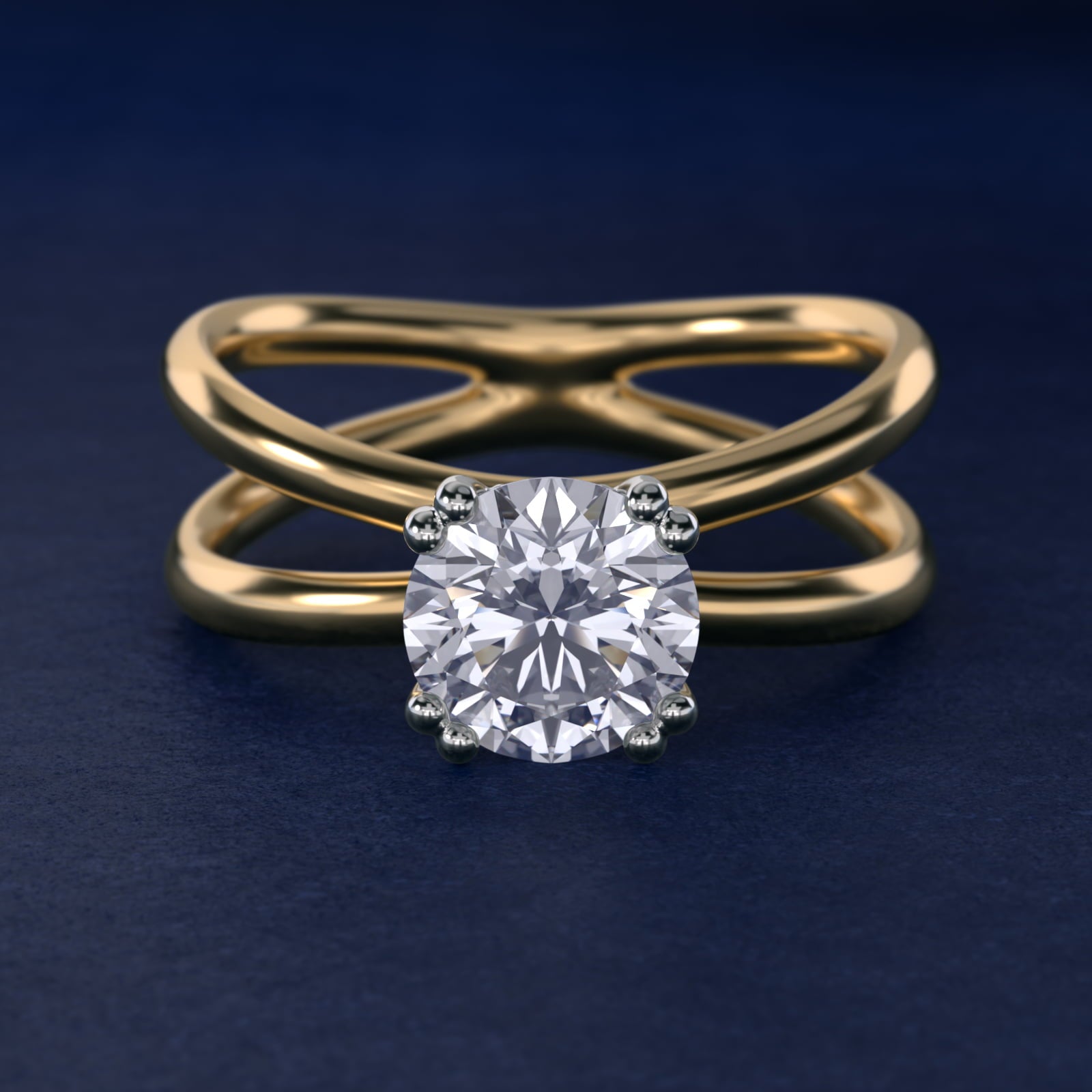 Criss Cross Solitaire Engagement Ring In 18k Yellow Gold By James Allen - Round Center