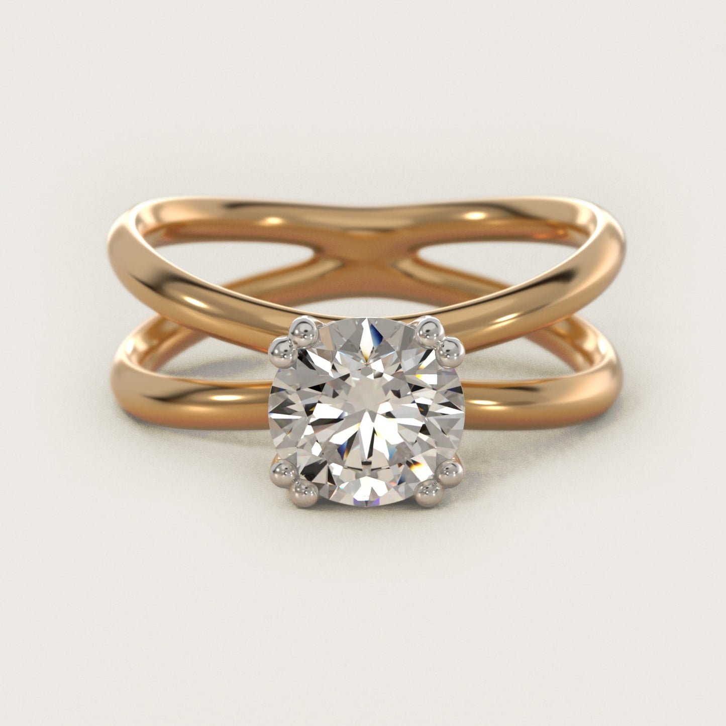 Criss Cross Solitaire Engagement Ring In 18k Yellow Gold By James Allen - Round Center