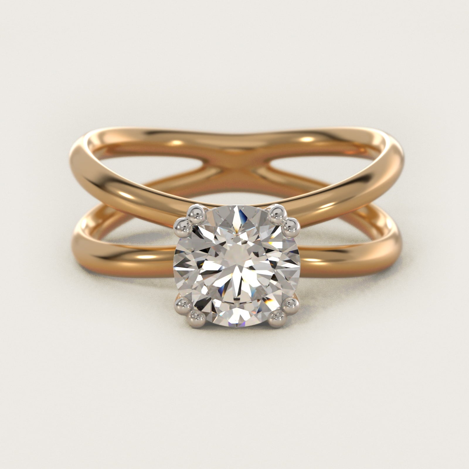 Criss Cross Solitaire Engagement Ring In 18k Yellow Gold By James Allen - Round Center