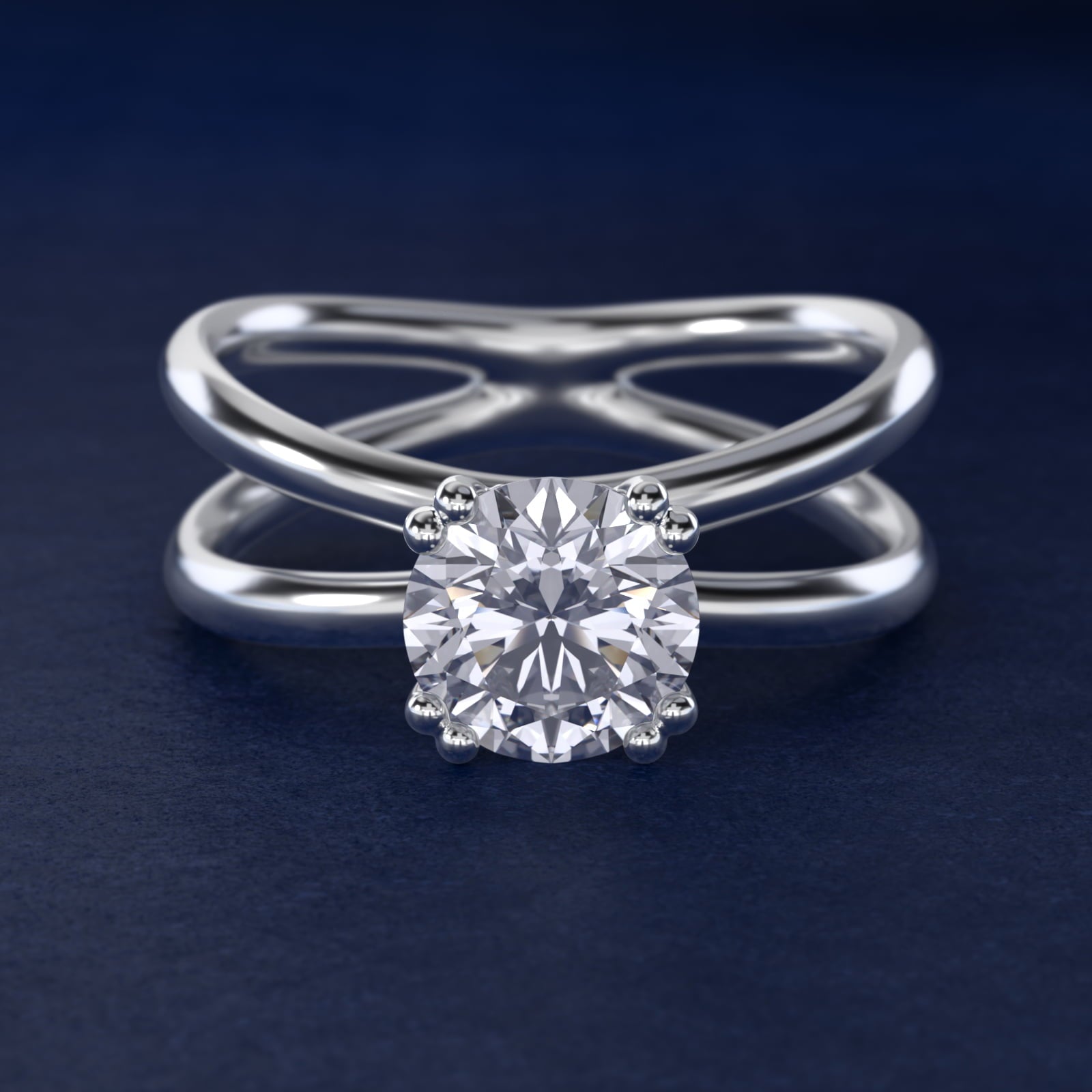 Criss Cross Solitaire Engagement Ring In Platinum By James Allen - Round Center