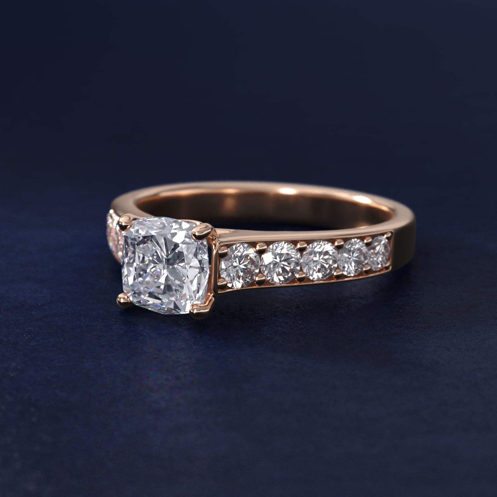 Cross Prong PavŽ Set Surprise Diamond Engagement Ring In 18k Rose Gold By James Allen - Cushion Center
