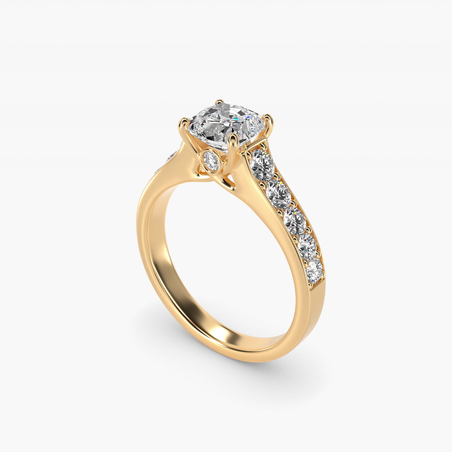 Cross Prong PavŽ Set Surprise Diamond Engagement Ring In 18k Yellow Gold By James Allen - Cushion Center