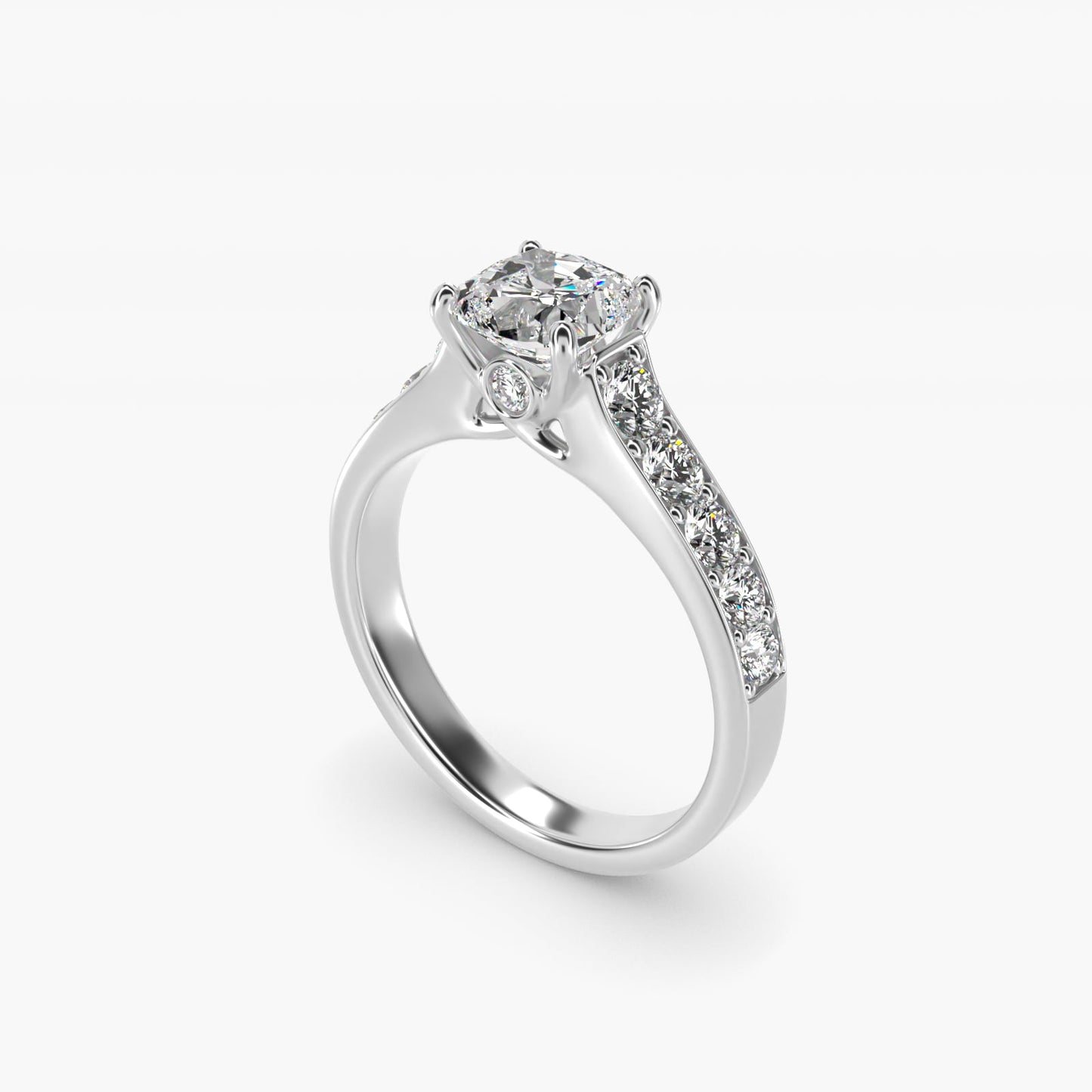 Cross Prong PavŽ Set Surprise Diamond Engagement Ring In Platinum By James Allen - Cushion Center