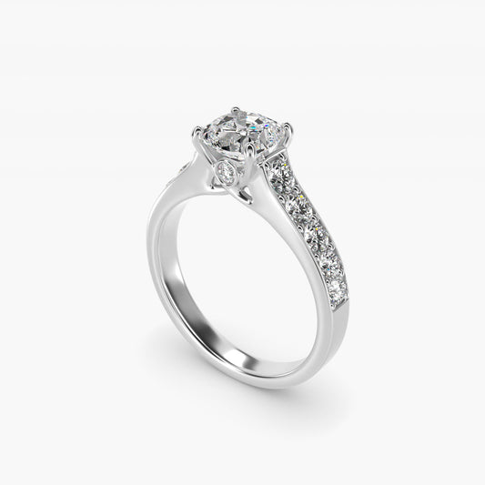 Cross Prong PavŽ Set Surprise Diamond Engagement Ring In Platinum By James Allen - Cushion Center
