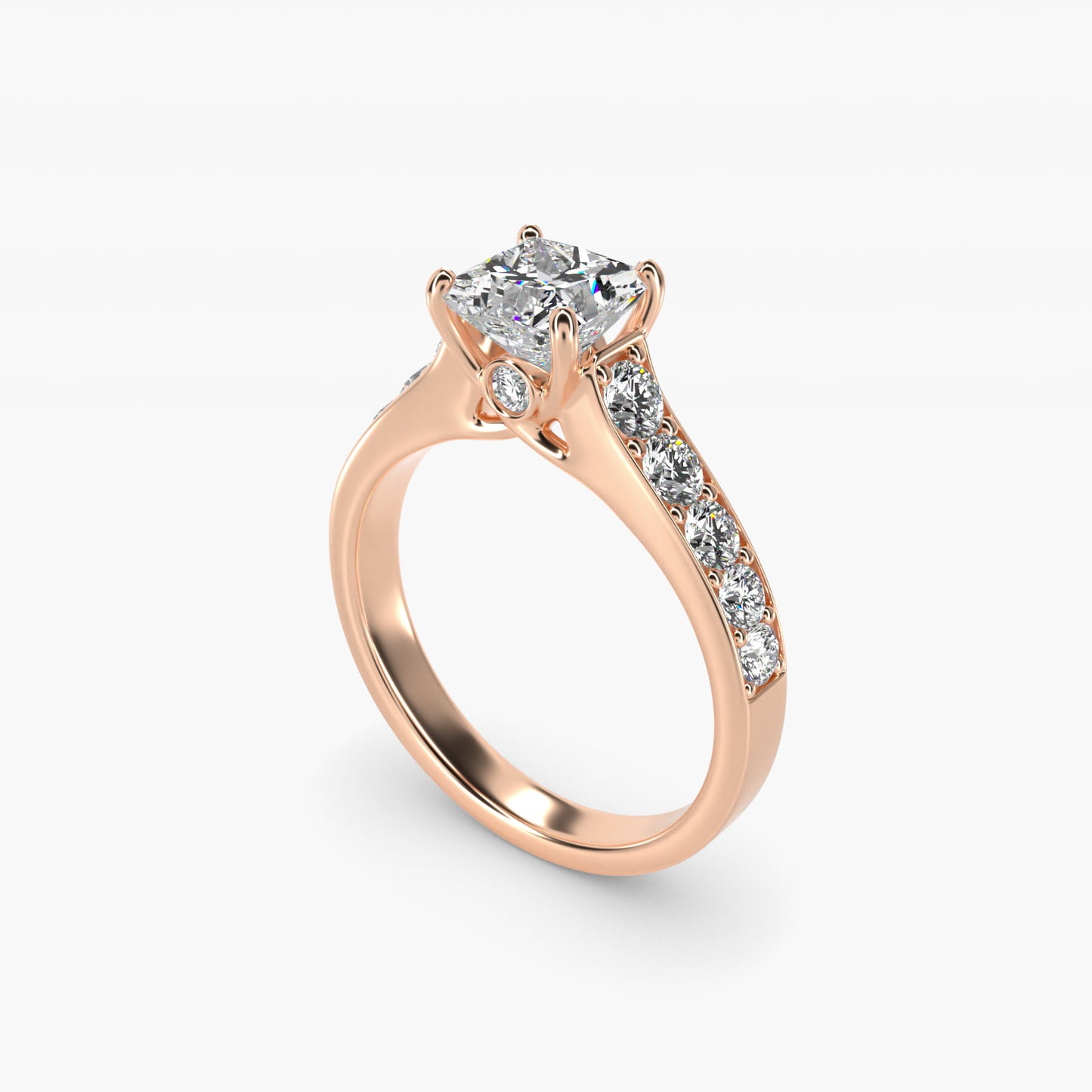 Cross Prong PavŽ Set Surprise Diamond Engagement Ring In 18k Rose Gold By James Allen - Princess Center